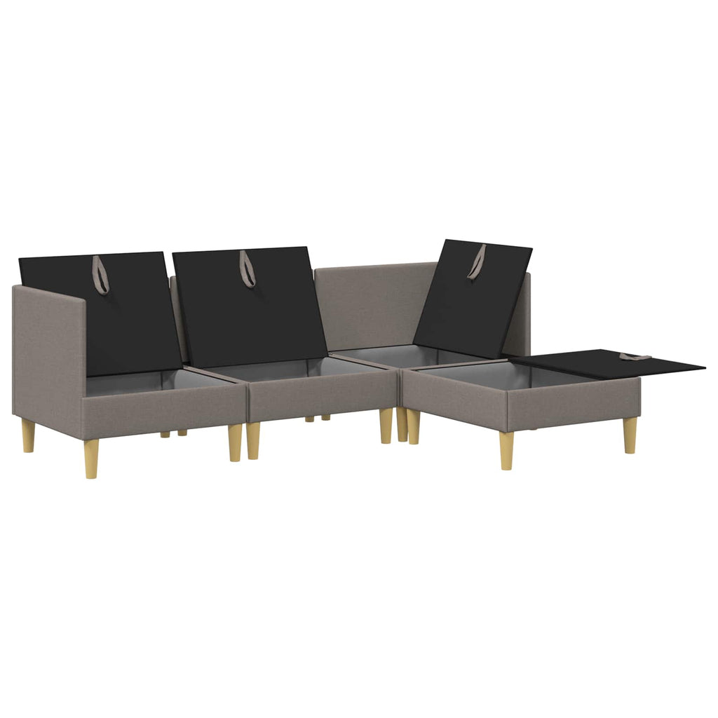 vidaXL Modularny Zestaw Sofy z Przechowalnią 4 pcs Ciemnoszary tkanina