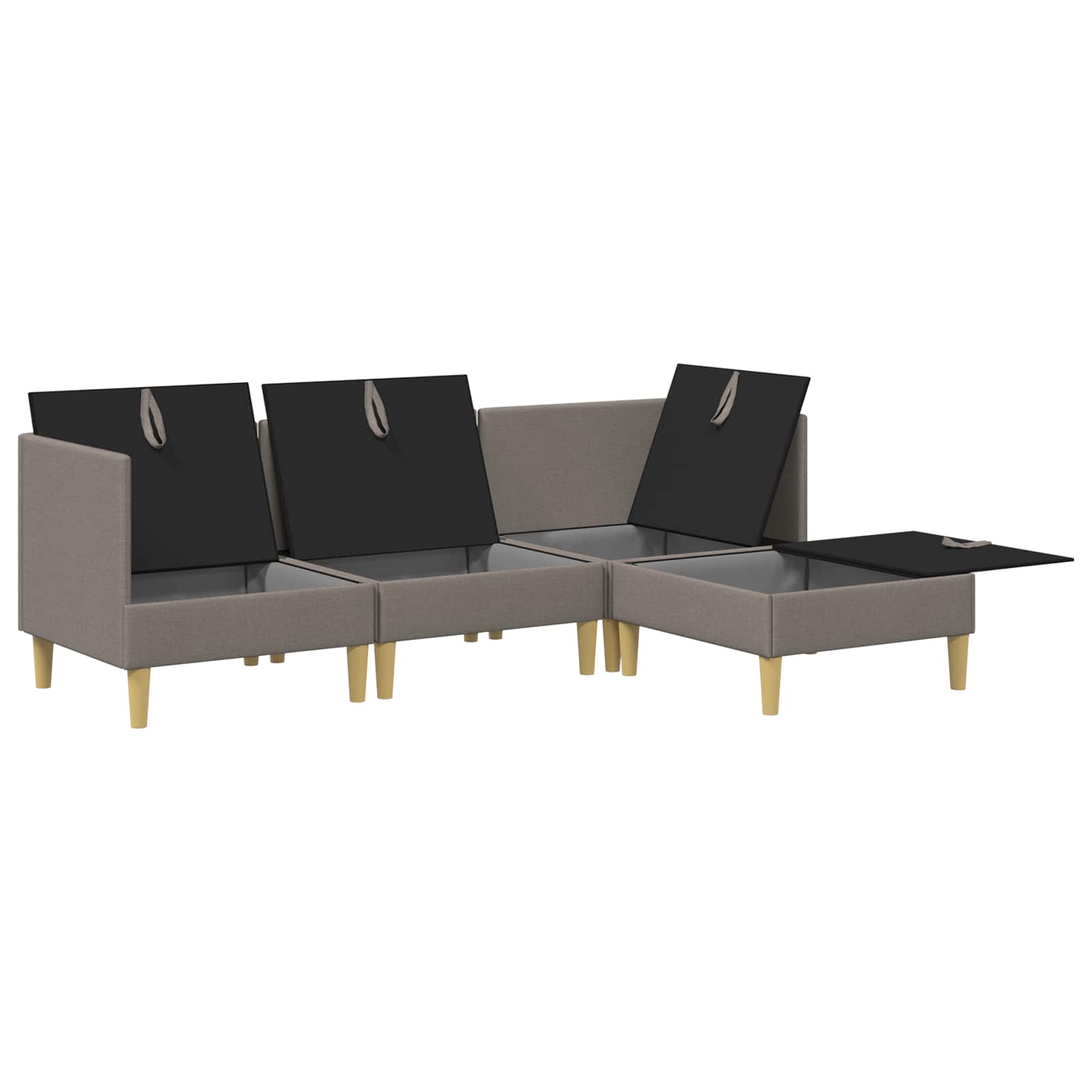 vidaXL Modularny Zestaw Sofy z Przechowalnią 4 pcs Ciemnoszary tkanina