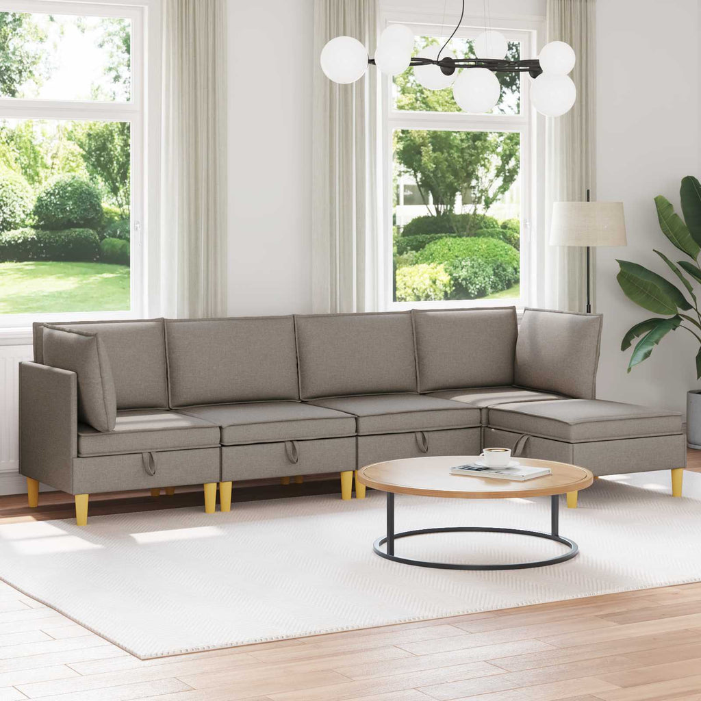 vidaXL Modularny Zestaw Sofy z Przechowalnią 5 pcs Ciemnoszary tkanina