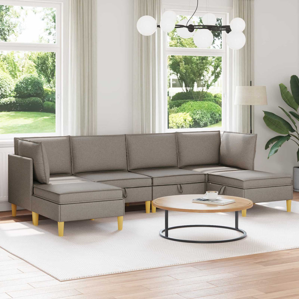 vidaXL Modularny Zestaw Sofy z Przechowalnią 6 pcs Ciemnoszary tkanina