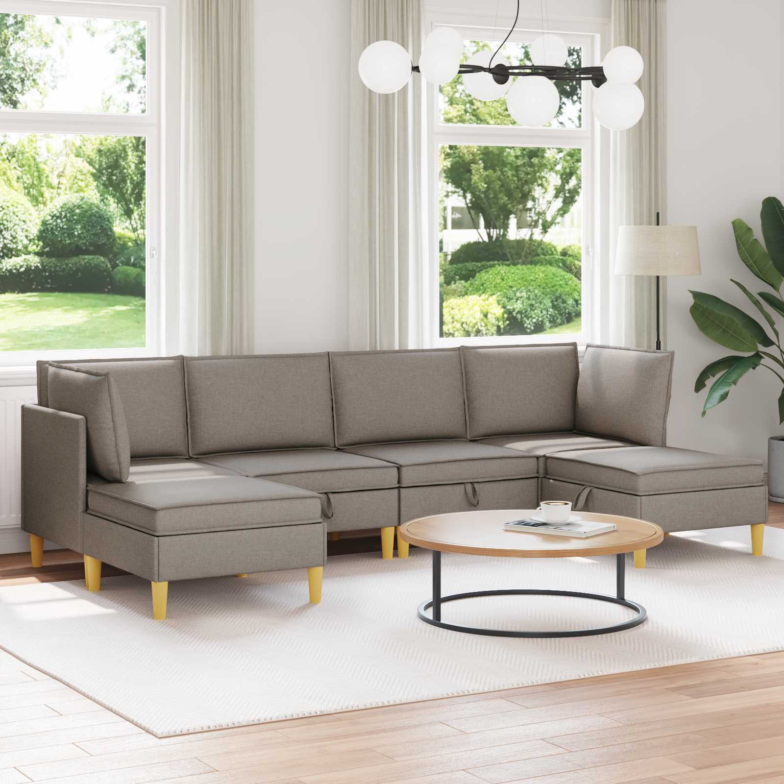 vidaXL Modularny Zestaw Sofy z Przechowalnią 6 pcs Ciemnoszary tkanina