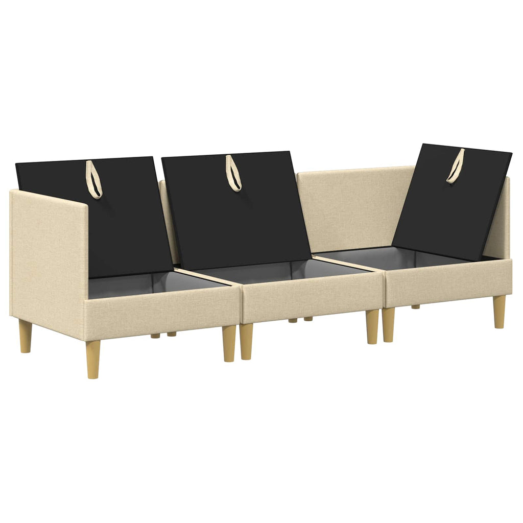 vidaXL Modularny Zestaw Sofy z Przechowalnią 3 pcs kremowy tkanina