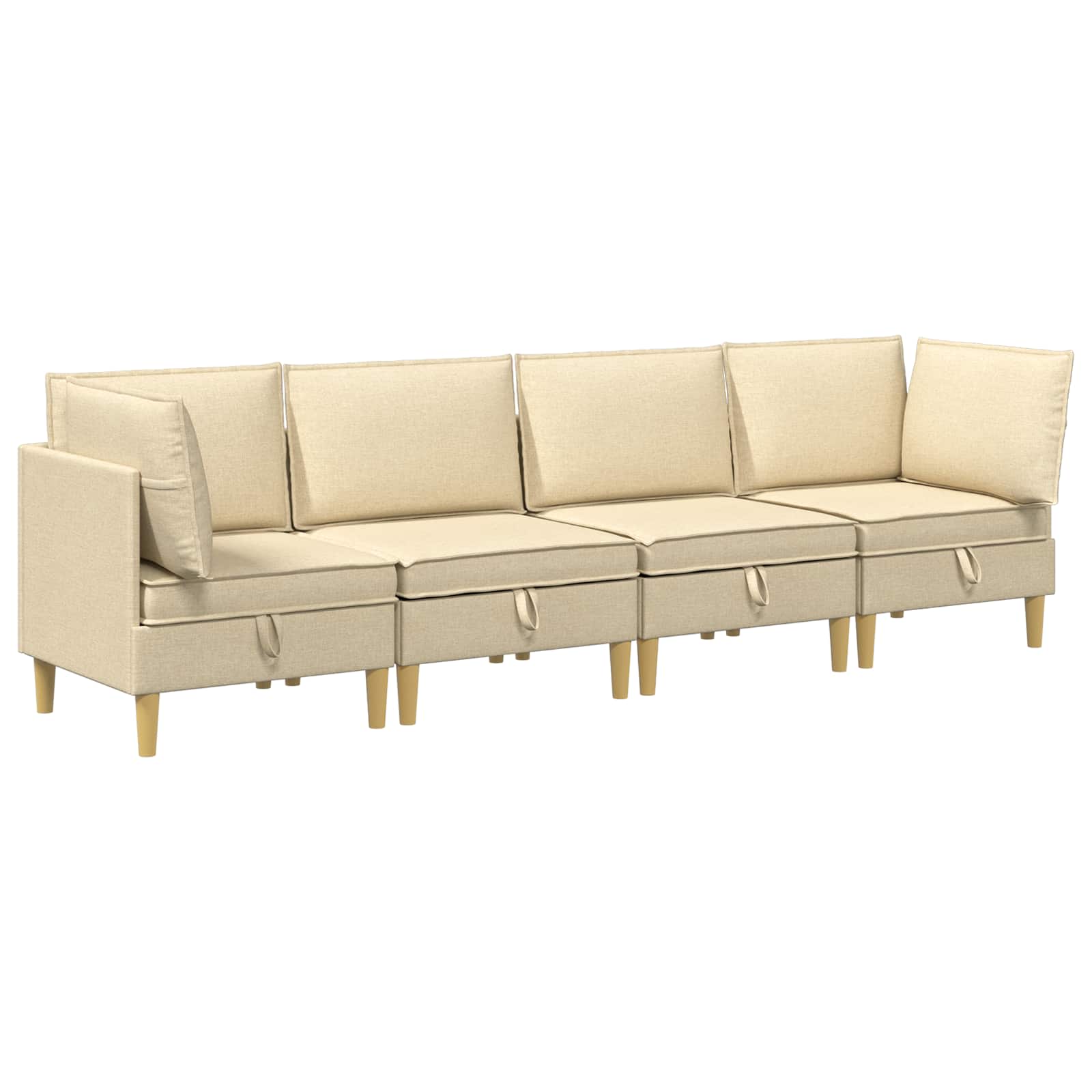 vidaXL Modularny Zestaw Sofy z Przechowalnią 4 pcs kremowy tkanina