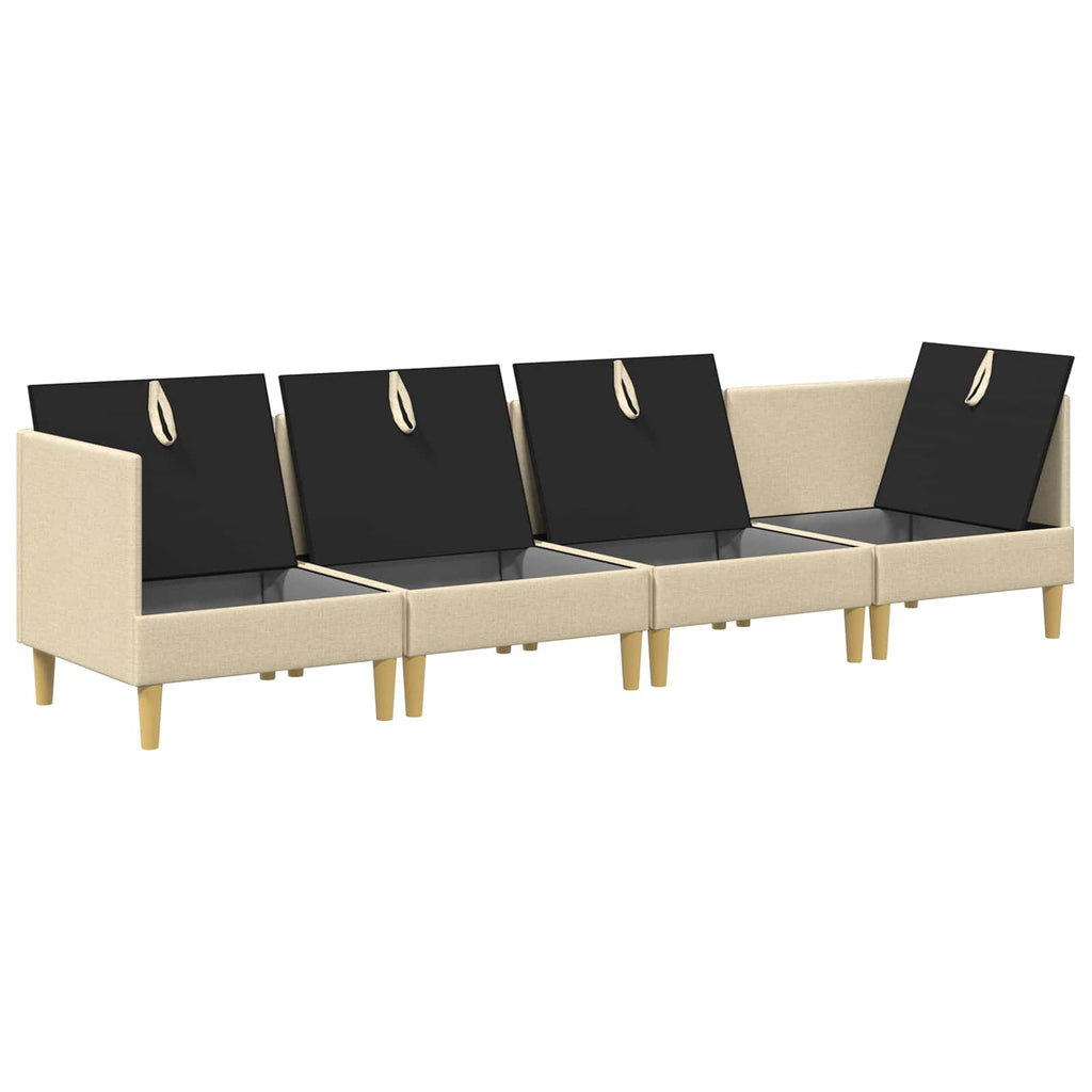 vidaXL Modularny Zestaw Sofy z Przechowalnią 4 pcs kremowy tkanina