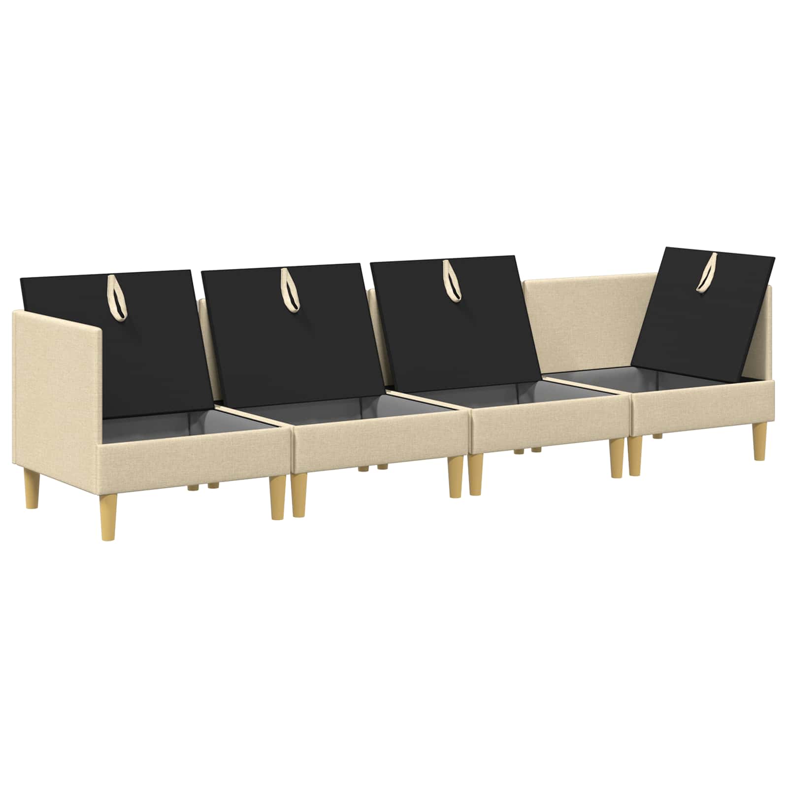 vidaXL Modularny Zestaw Sofy z Przechowalnią 4 pcs kremowy tkanina