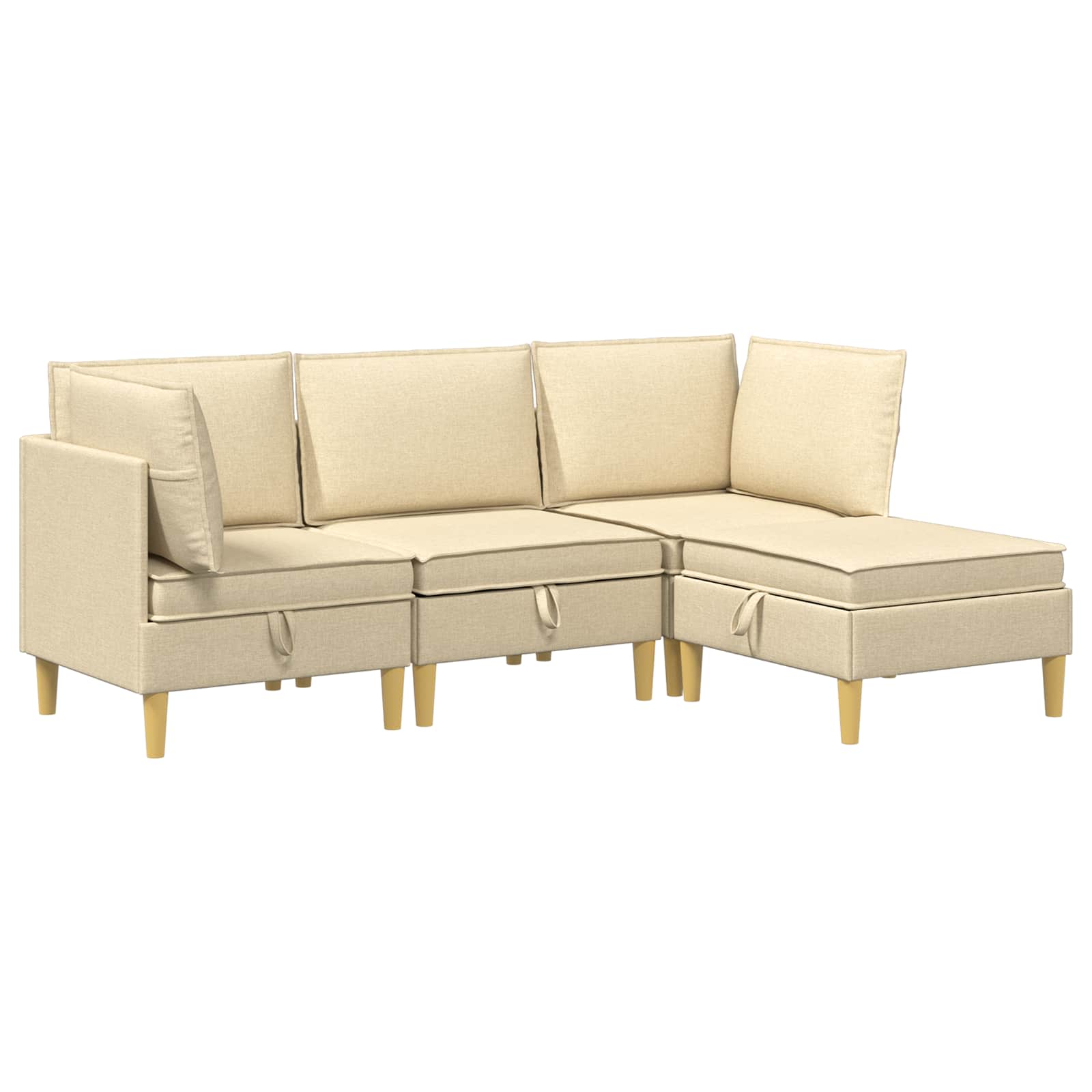 vidaXL Modularny Zestaw Sofy z Przechowalnią 4 pcs kremowy tkanina