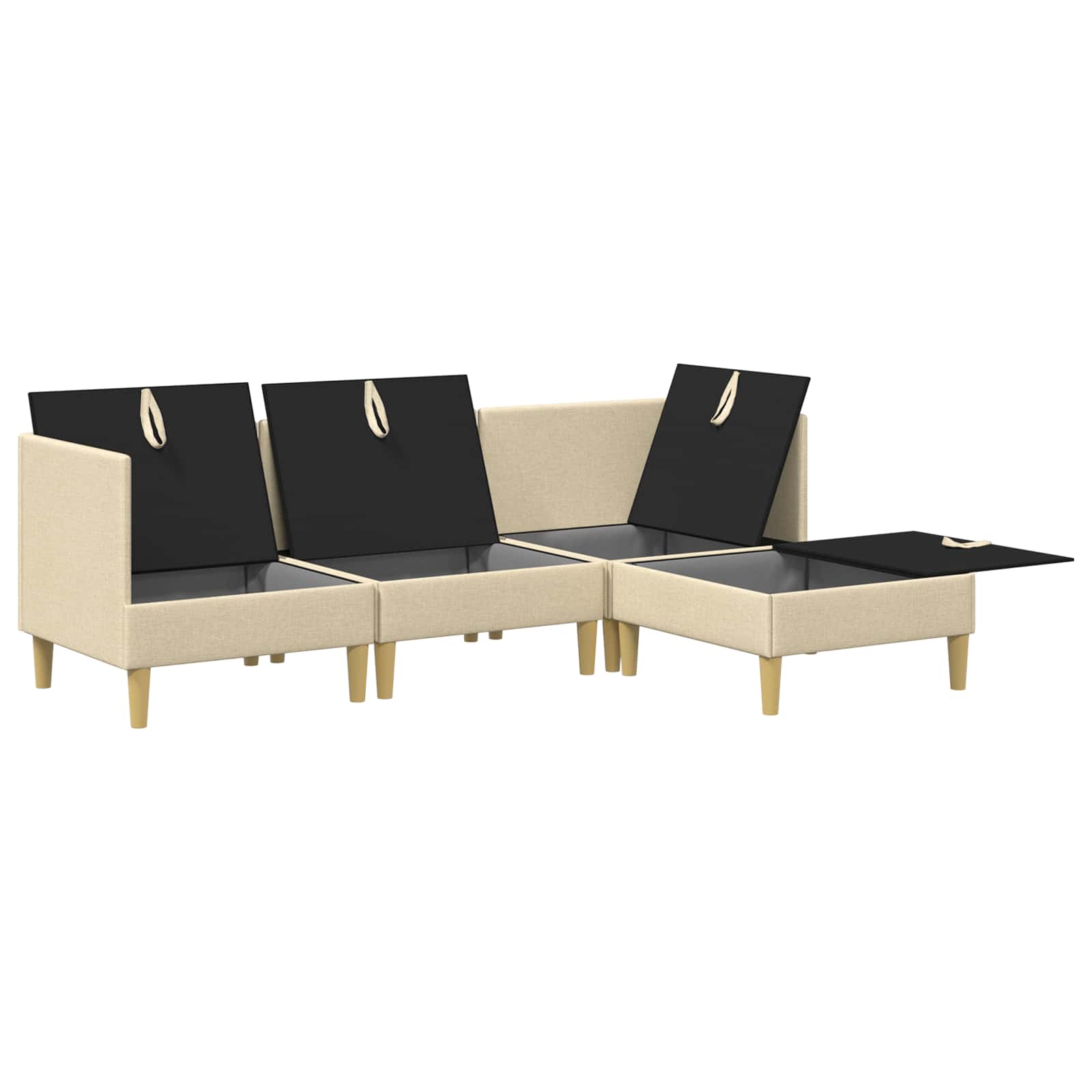 vidaXL Modularny Zestaw Sofy z Przechowalnią 4 pcs kremowy tkanina