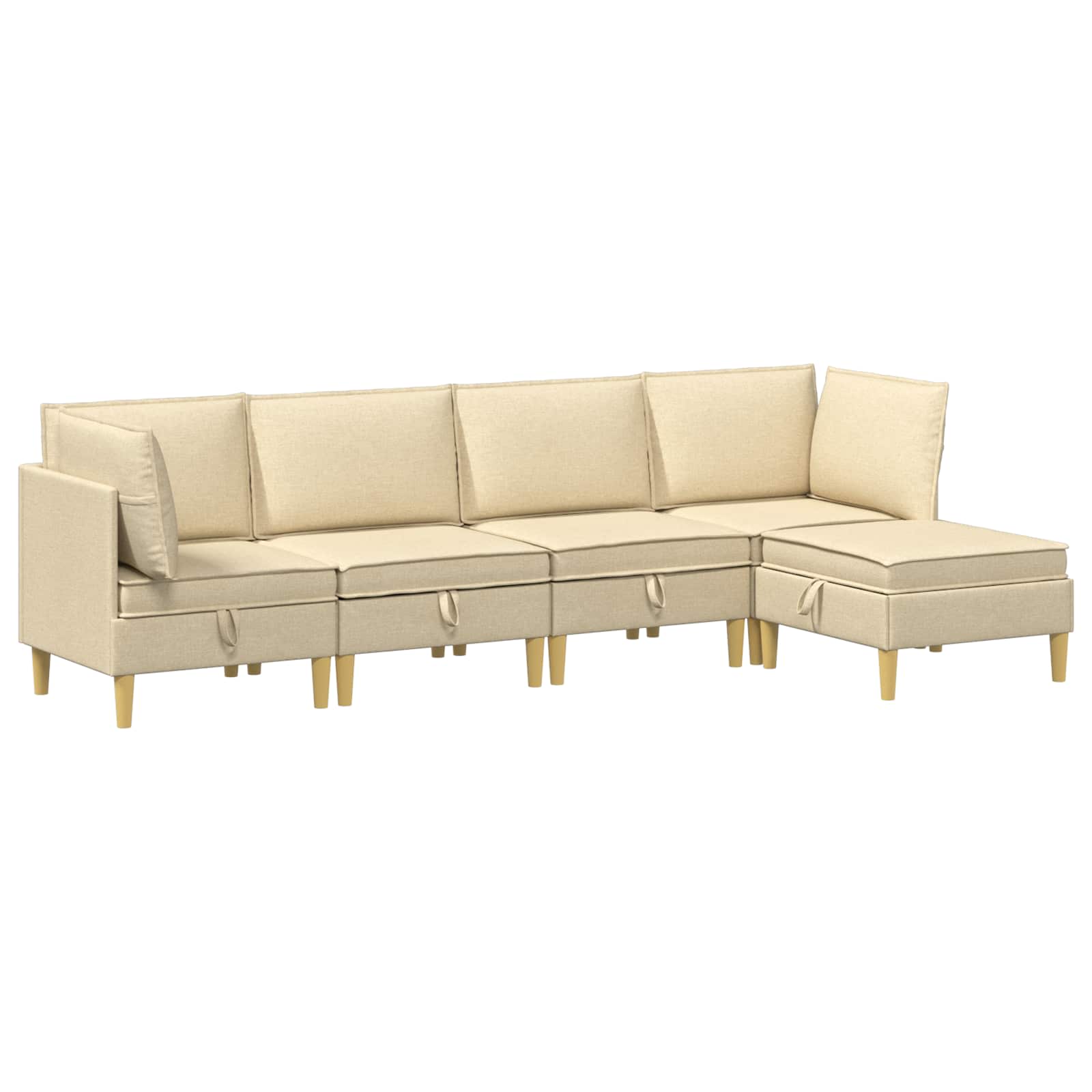 vidaXL Modularny Zestaw Sofy z Przechowalnią 5 pcs kremowy tkanina