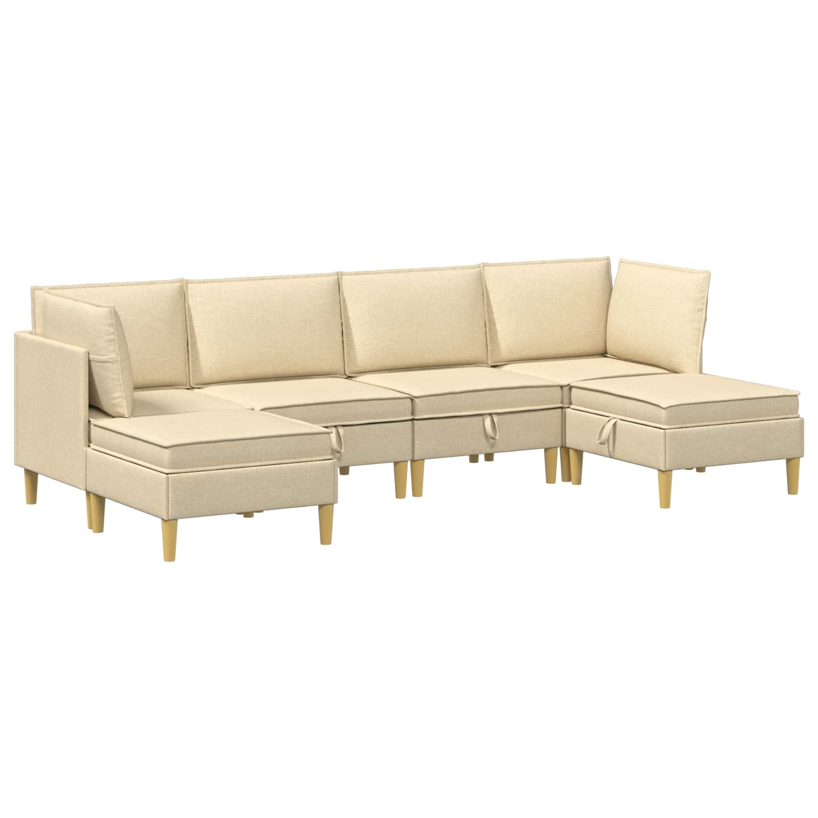 vidaXL Modularny Zestaw Sofy z Przechowalnią 6 pcs kremowy tkanina