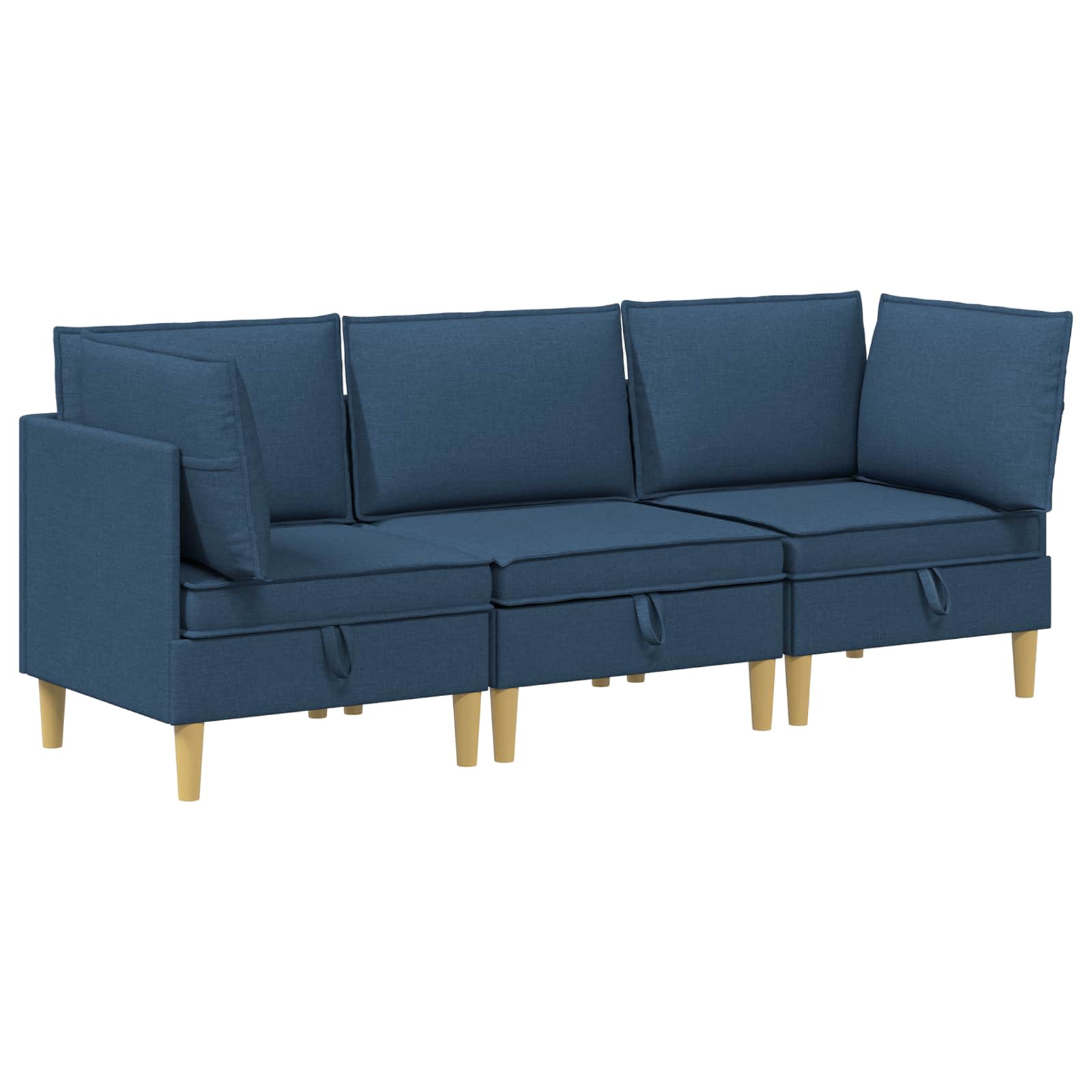 vidaXL Modularny Zestaw Sofy z Przechowalnią 3 pcs niebieski tkanina