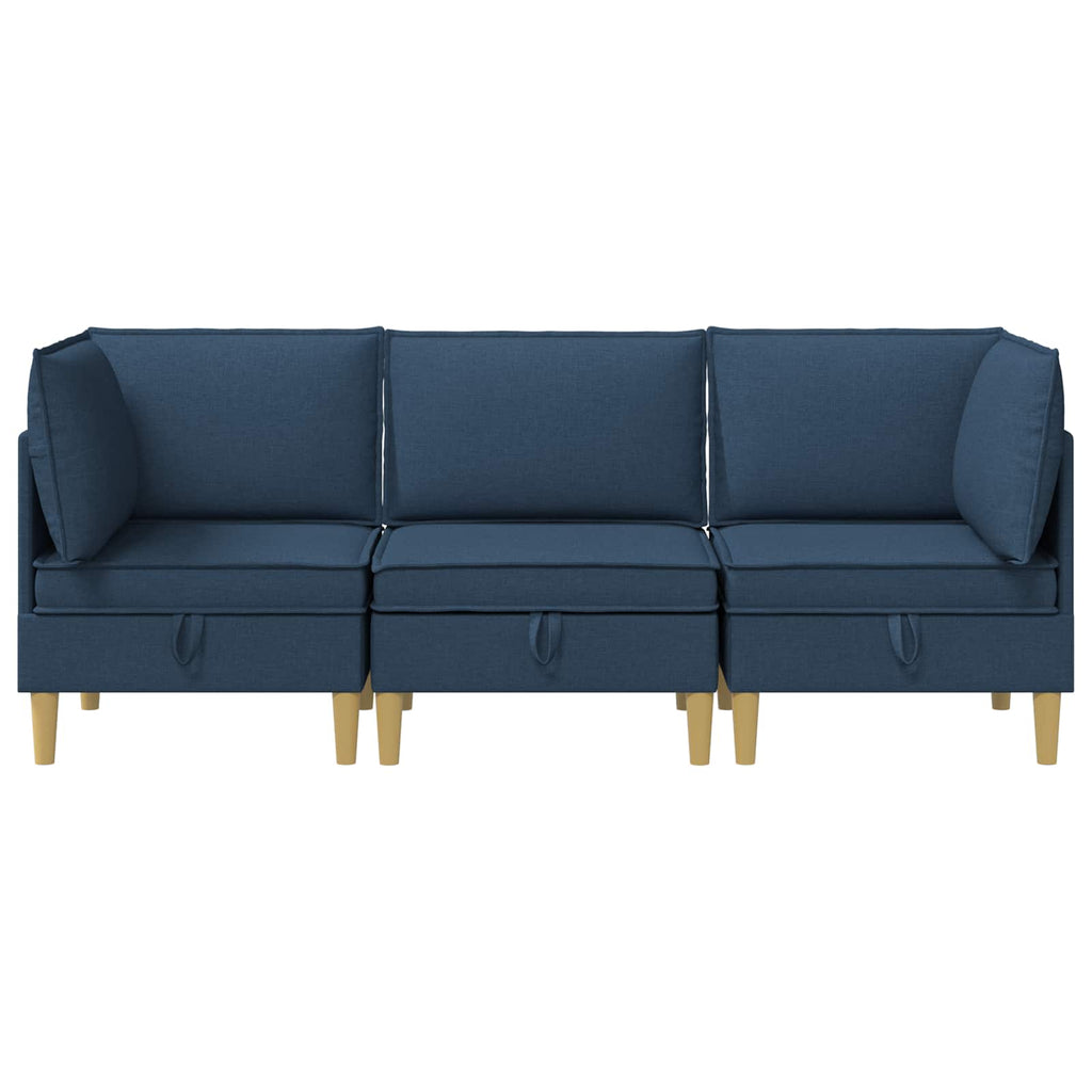 vidaXL Modularny Zestaw Sofy z Przechowalnią 3 pcs niebieski tkanina