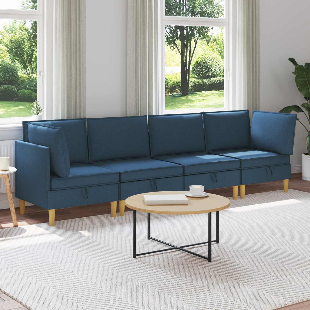 vidaXL Modularny Zestaw Sofy z Przechowalnią 4 pcs niebieski tkanina