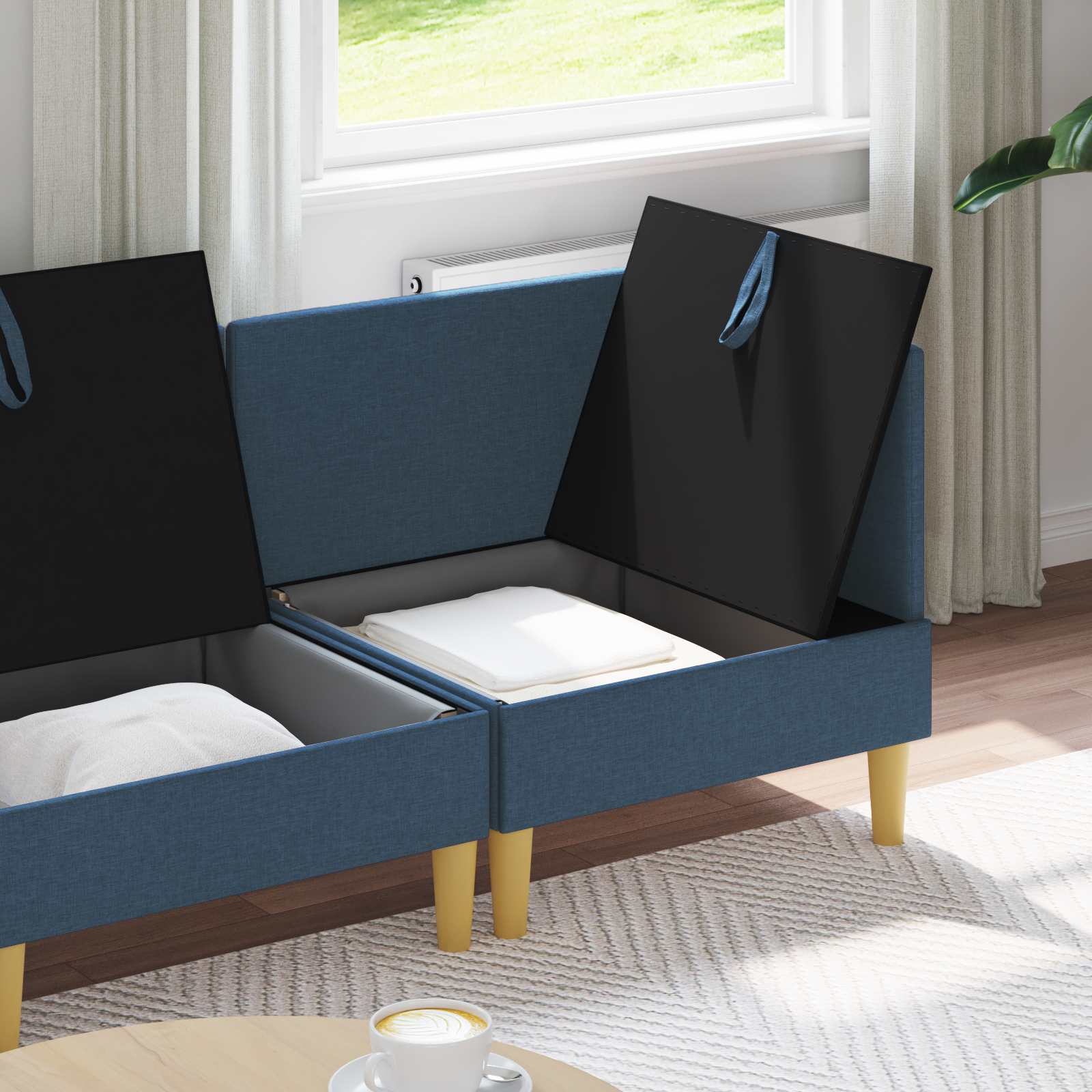 vidaXL Modularny Zestaw Sofy z Przechowalnią 4 pcs niebieski tkanina