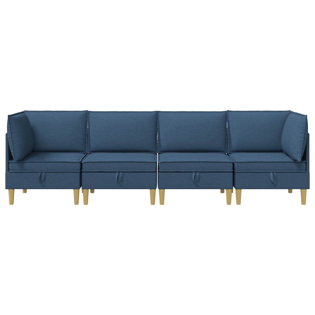 vidaXL Modularny Zestaw Sofy z Przechowalnią 4 pcs niebieski tkanina