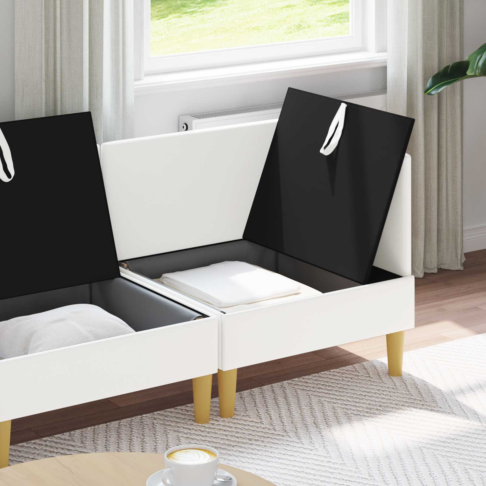 vidaXL Modularny Zestaw Sofy z Przechowalnią 3 pcs Biały tkanina