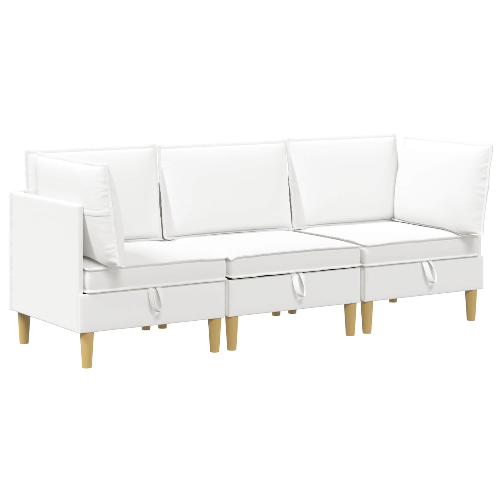 vidaXL Modularny Zestaw Sofy z Przechowalnią 3 pcs Biały tkanina