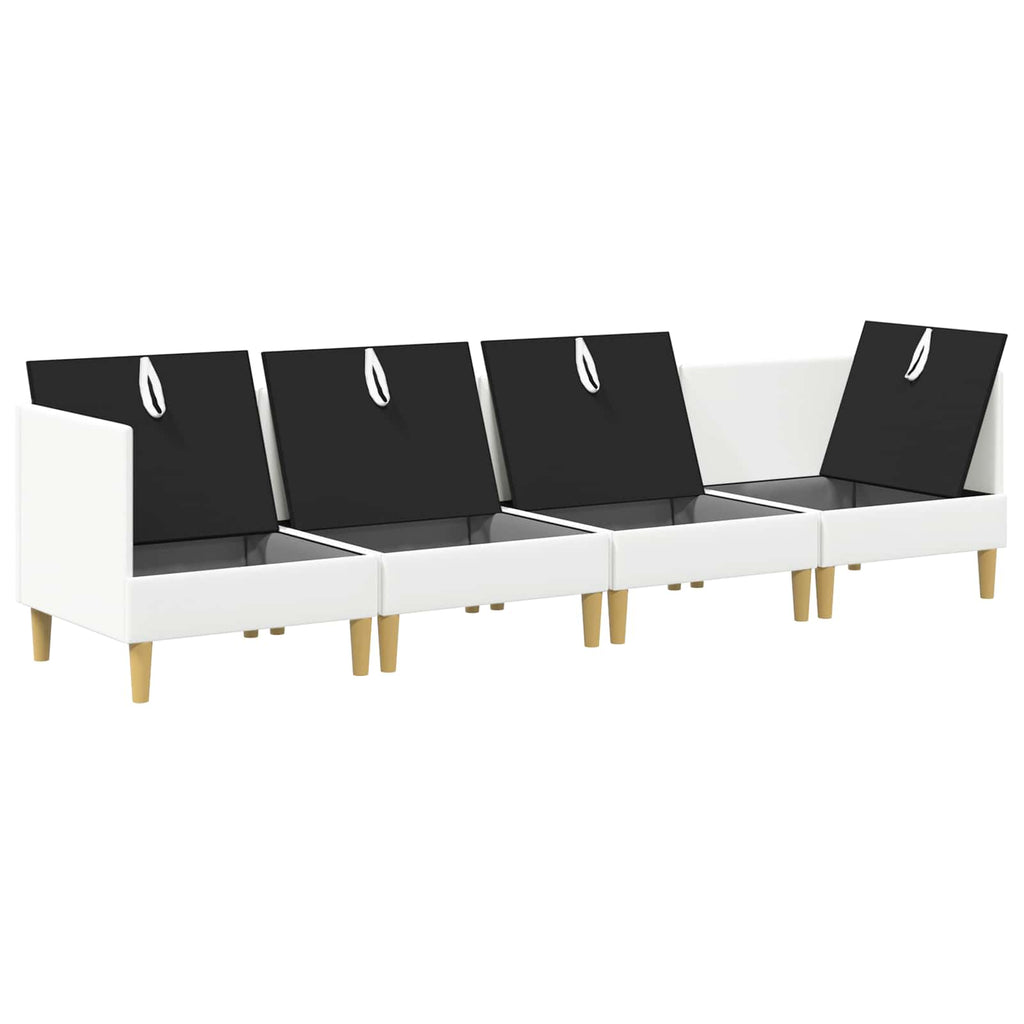 vidaXL Modularny Zestaw Sofy z Przechowalnią 4 pcs Biały tkanina