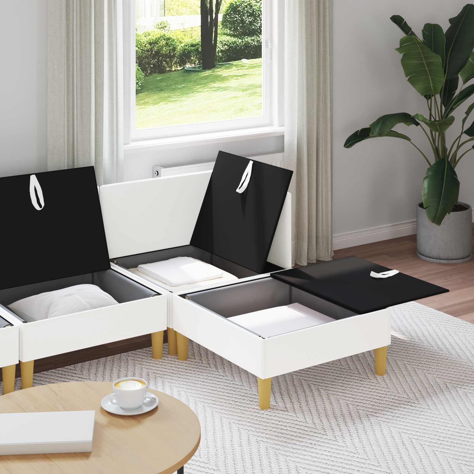 vidaXL Modularny Zestaw Sofy z Przechowalnią 4 pcs Biały tkanina