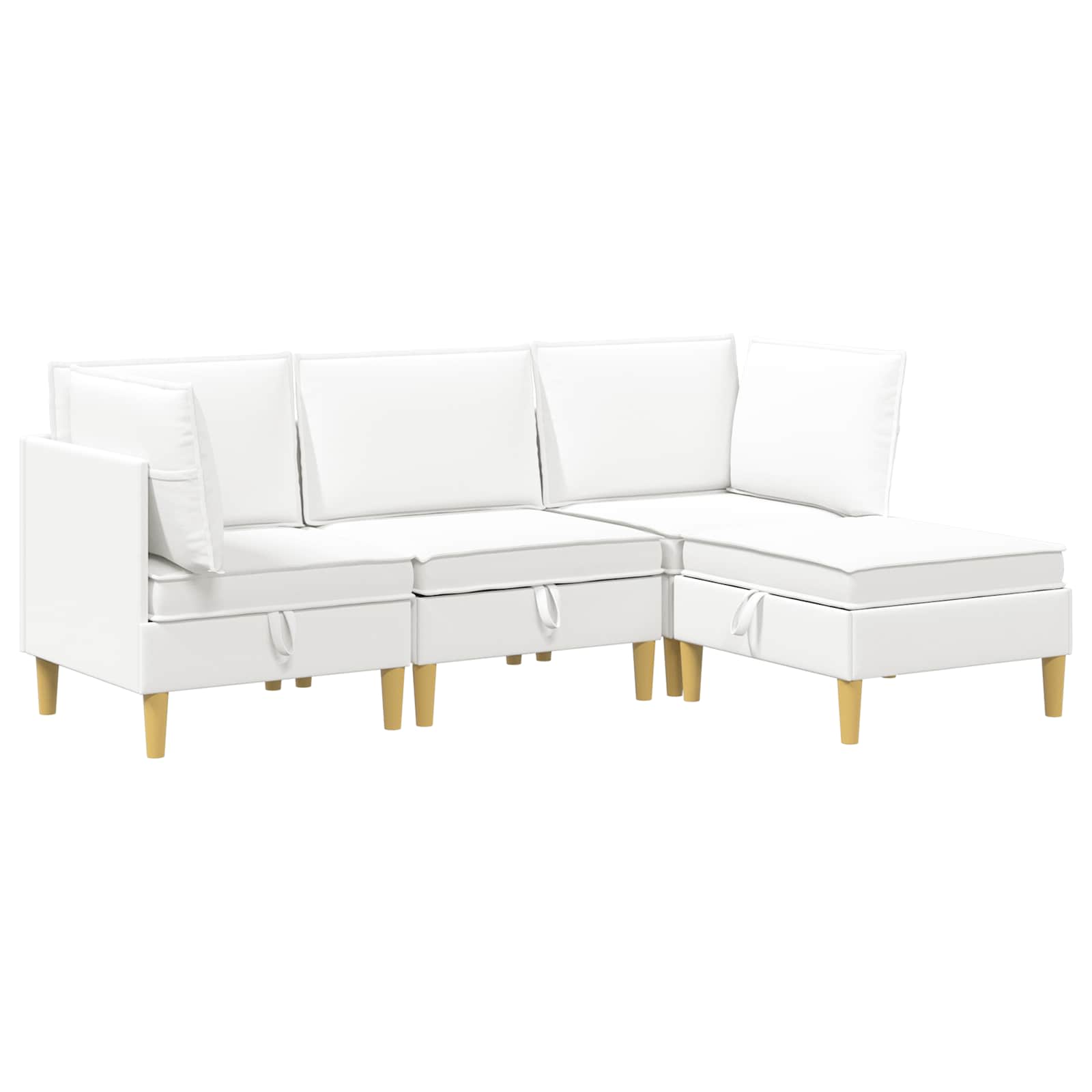 vidaXL Modularny Zestaw Sofy z Przechowalnią 4 pcs Biały tkanina
