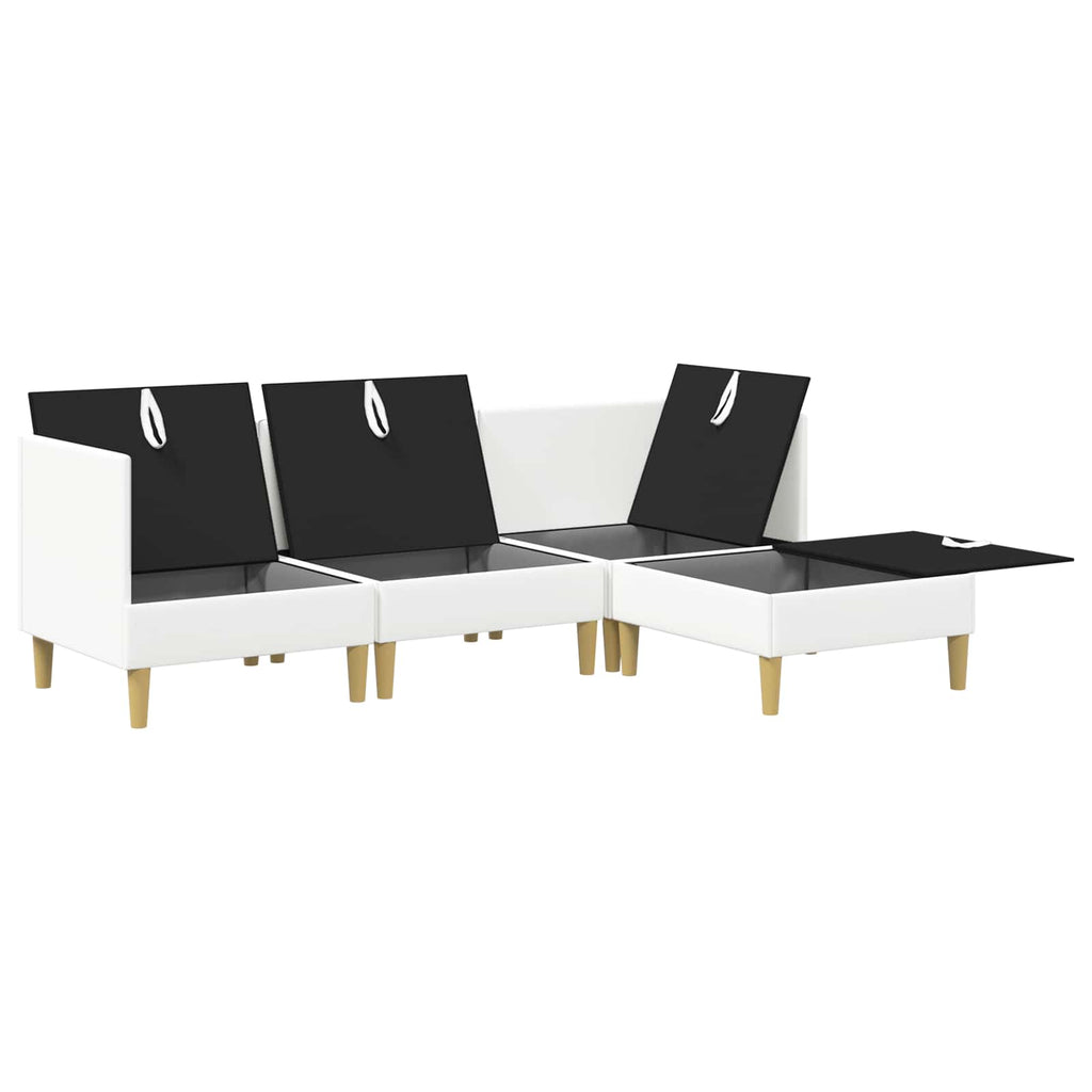 vidaXL Modularny Zestaw Sofy z Przechowalnią 4 pcs Biały tkanina