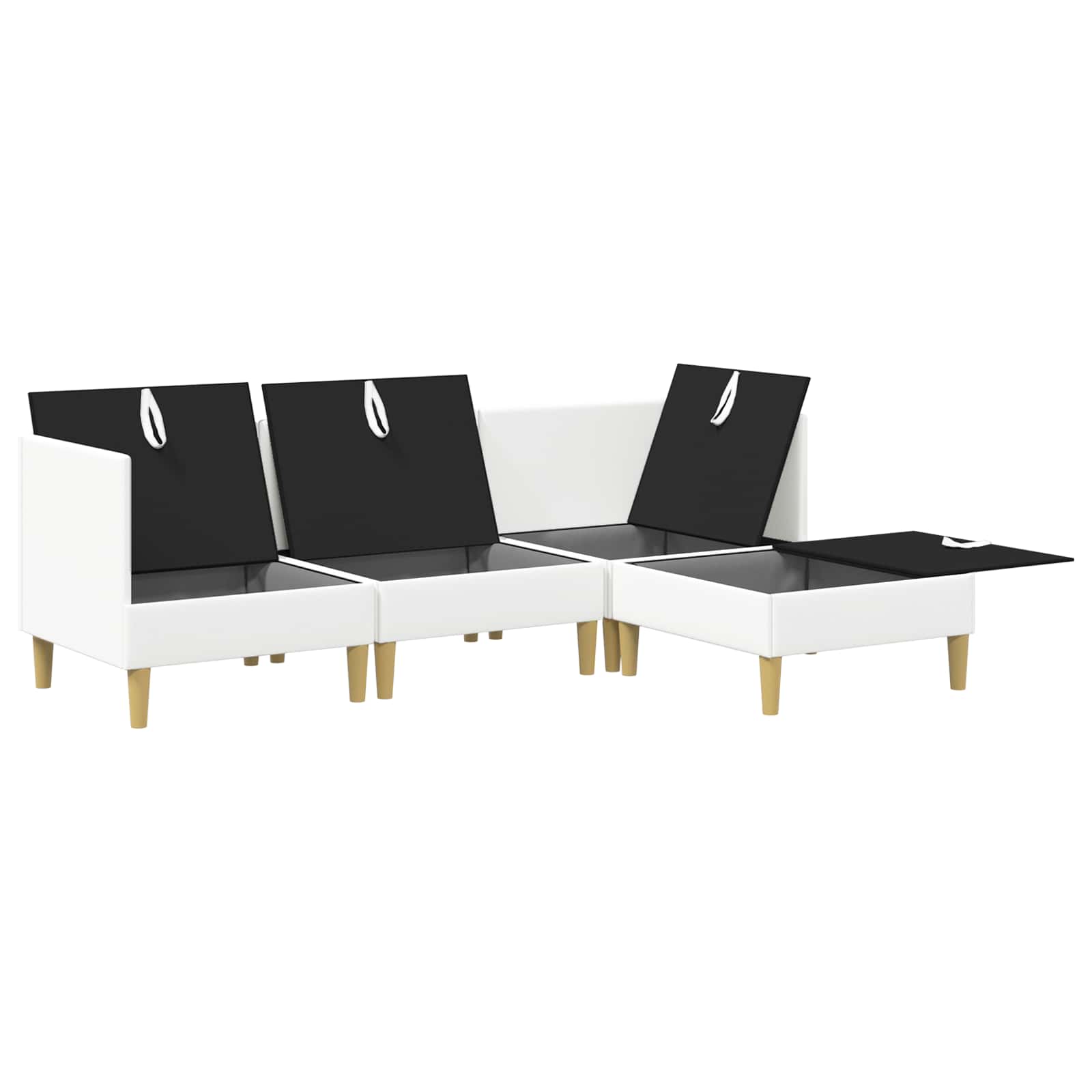 vidaXL Modularny Zestaw Sofy z Przechowalnią 4 pcs Biały tkanina