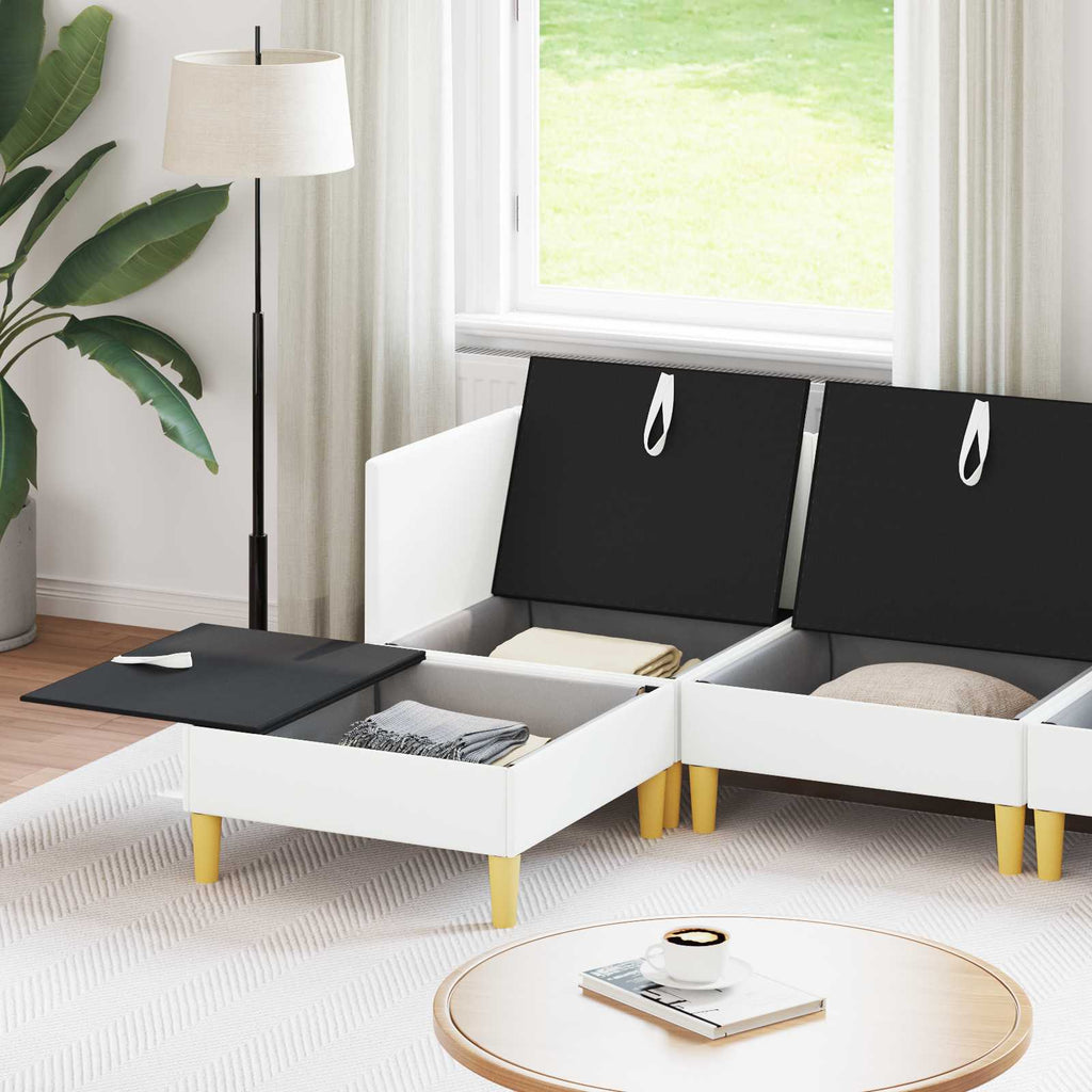 vidaXL Modularny Zestaw Sofy z Przechowalnią 5 pcs Biały tkanina