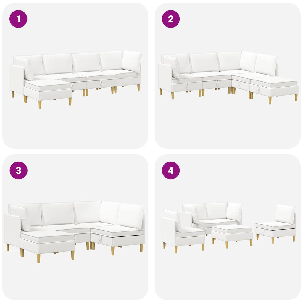 vidaXL Modularny Zestaw Sofy z Przechowalnią 5 pcs Biały tkanina