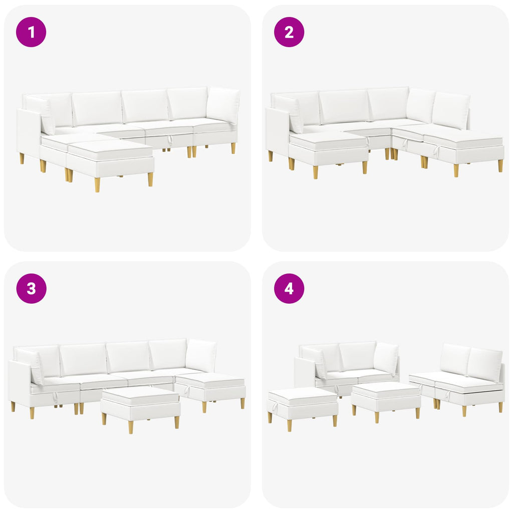 vidaXL Modularny Zestaw Sofy z Przechowalnią 6 pcs Biały tkanina