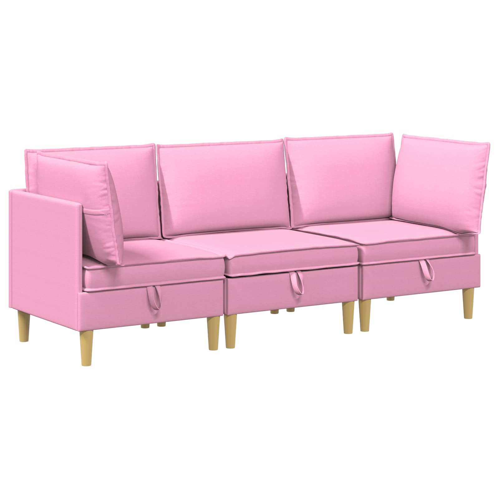 vidaXL Modularny Zestaw Sofy z Przechowalnią 3 pcs różowy tkanina