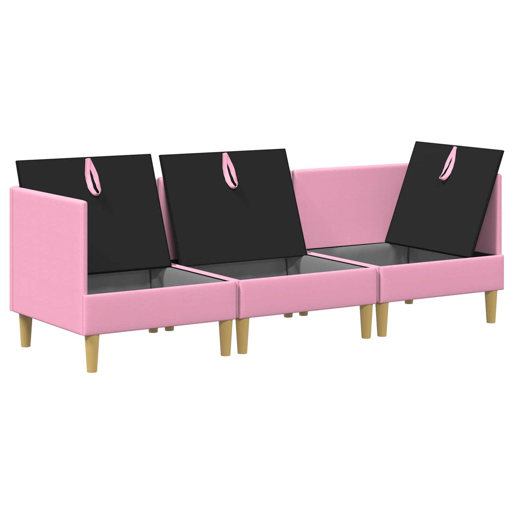 vidaXL Modularny Zestaw Sofy z Przechowalnią 3 pcs różowy tkanina