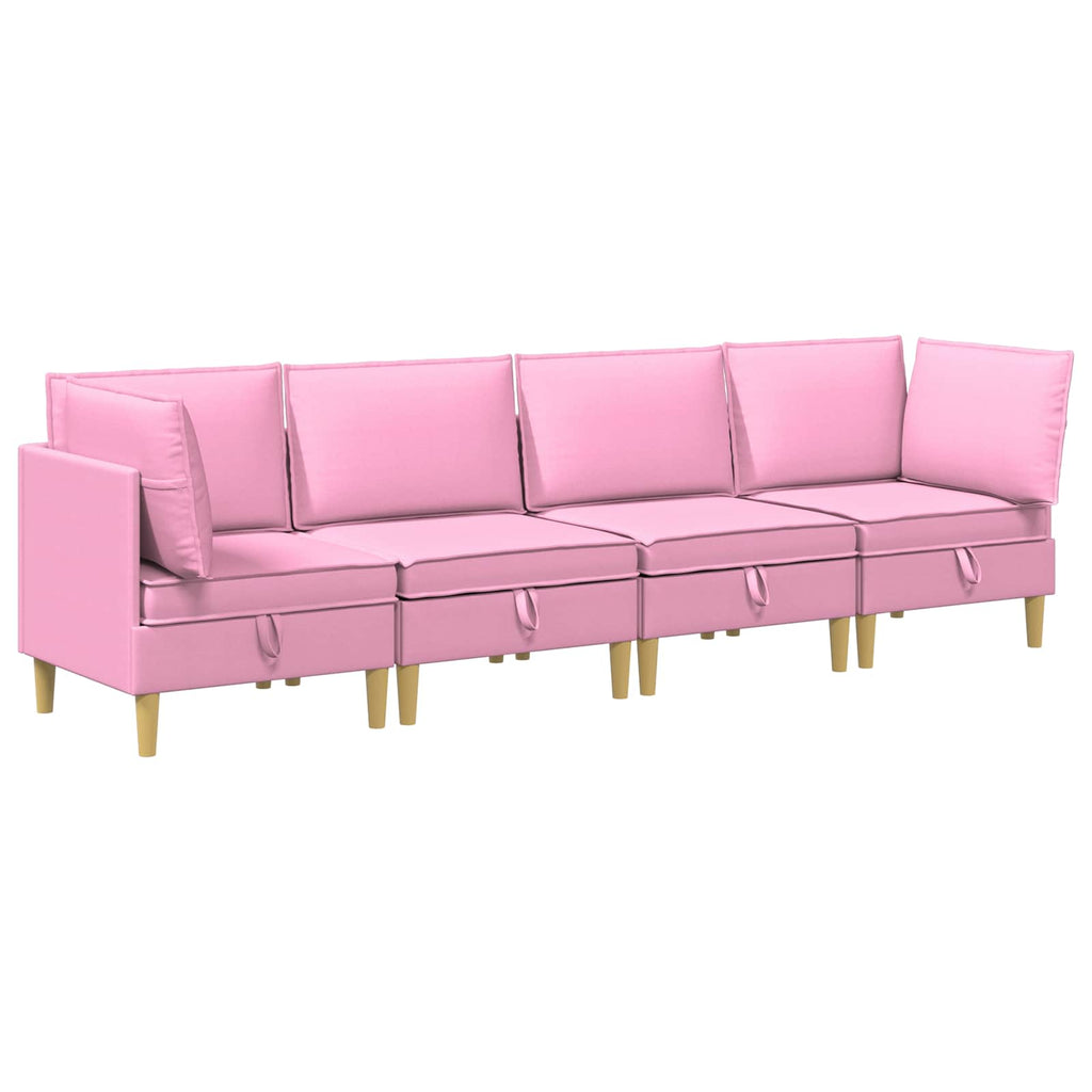 vidaXL Modularny Zestaw Sofy z Przechowalnią 4 pcs różowy tkanina