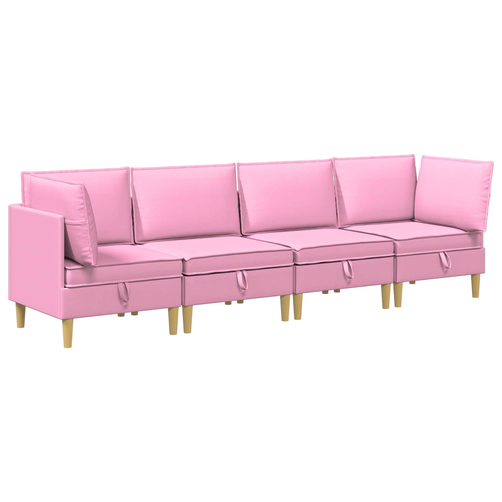 vidaXL Modularny Zestaw Sofy z Przechowalnią 4 pcs różowy tkanina