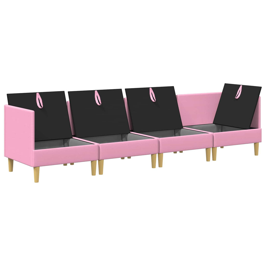 vidaXL Modularny Zestaw Sofy z Przechowalnią 4 pcs różowy tkanina