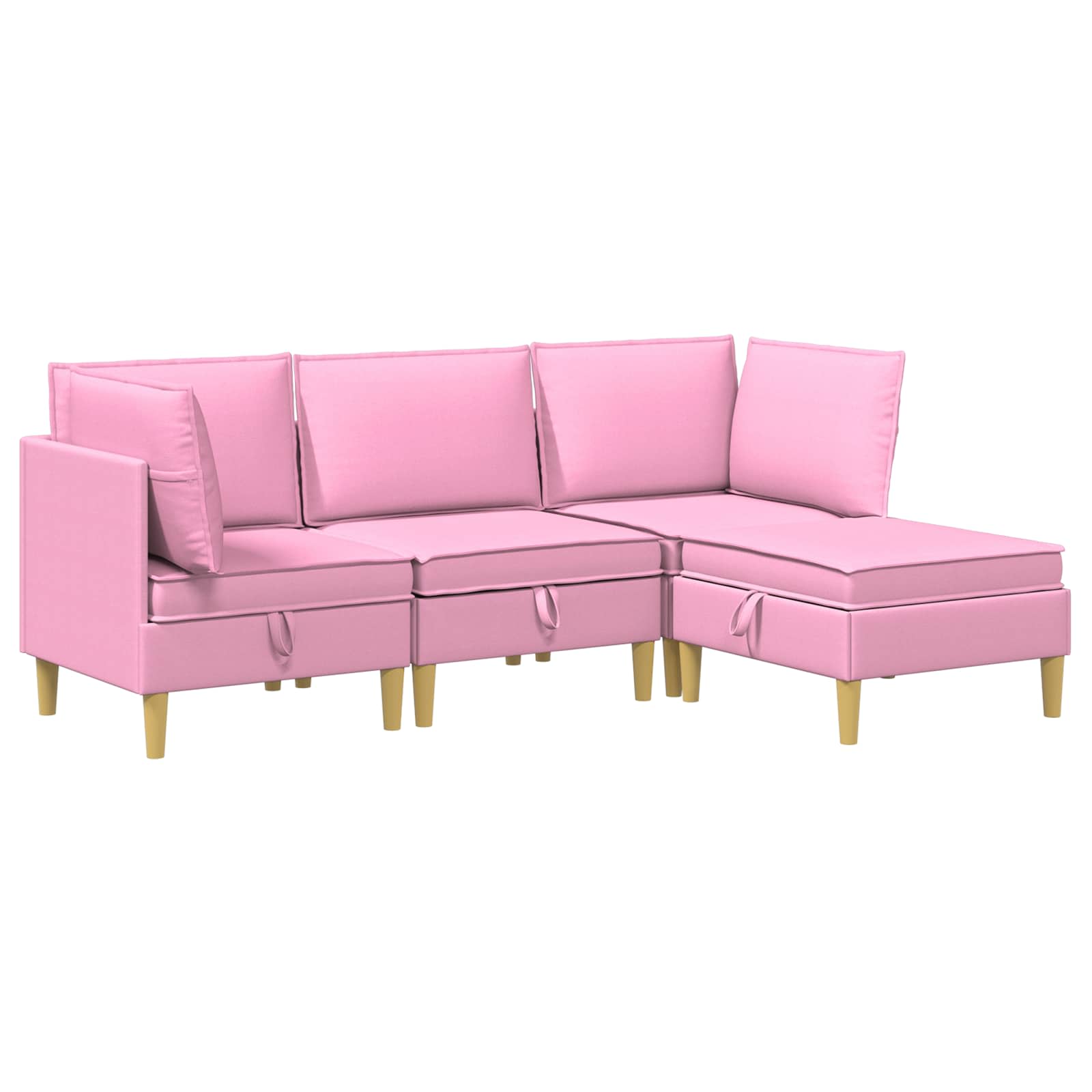 vidaXL Modularny Zestaw Sofy z Przechowalnią 4 pcs różowy tkanina