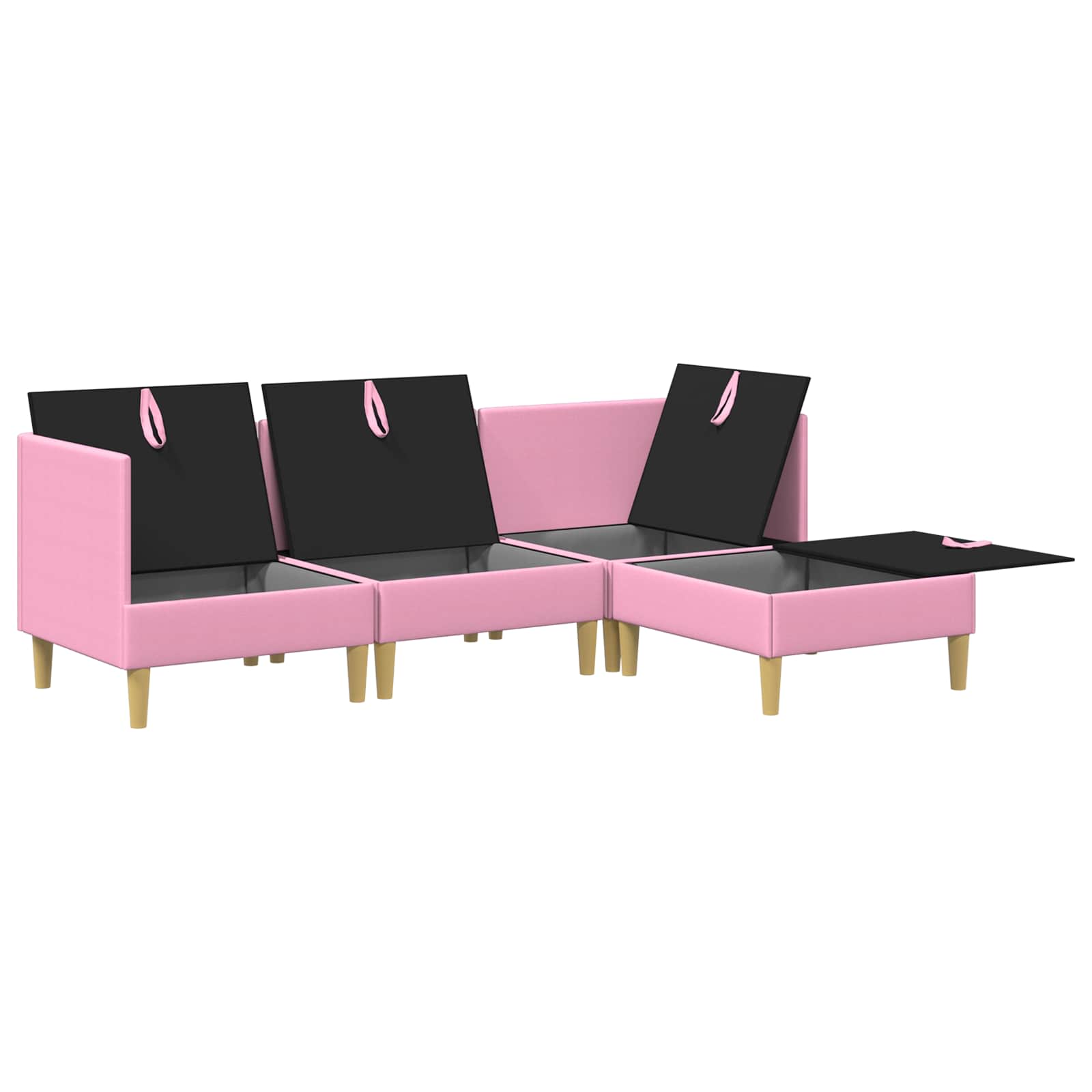 vidaXL Modularny Zestaw Sofy z Przechowalnią 4 pcs różowy tkanina