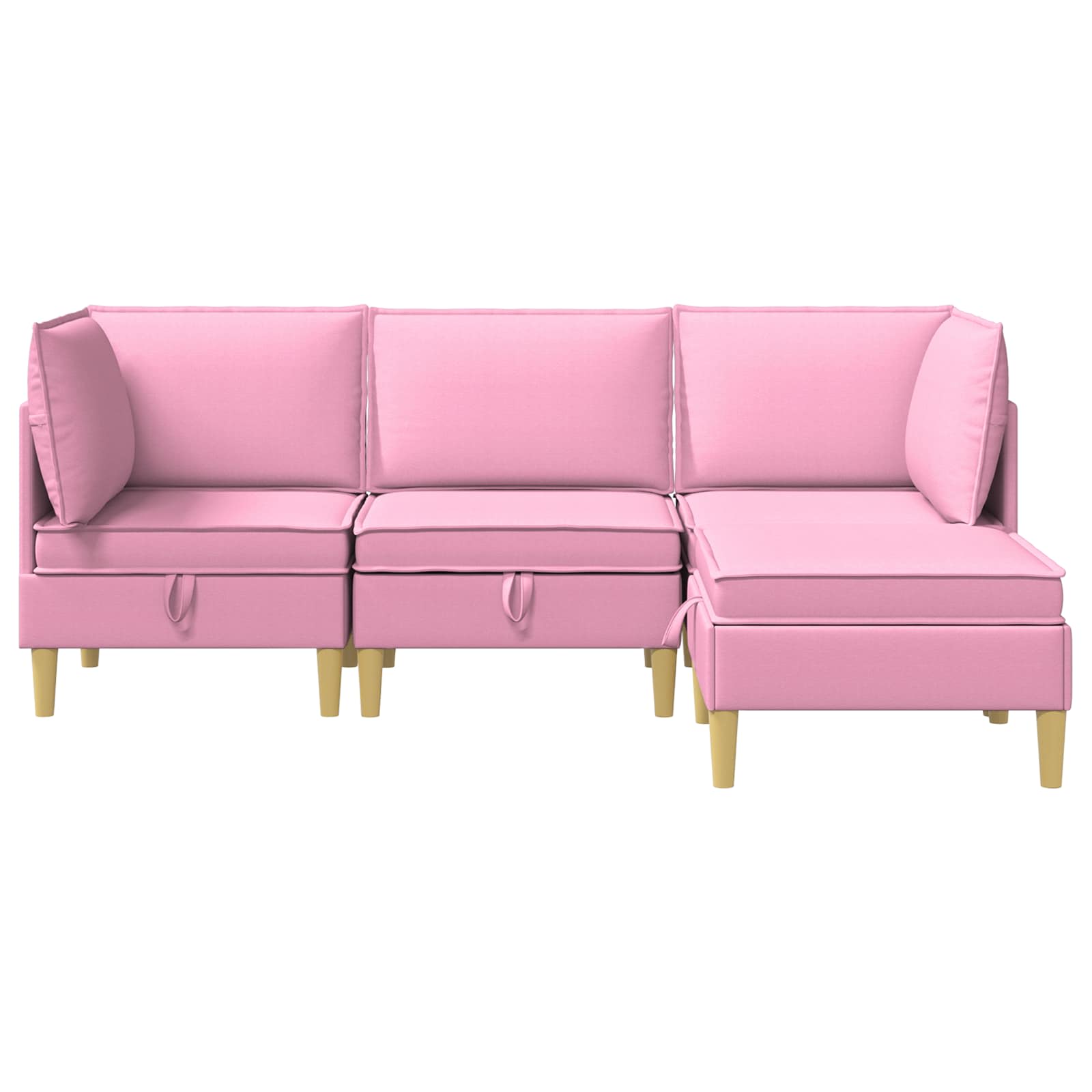 vidaXL Modularny Zestaw Sofy z Przechowalnią 4 pcs różowy tkanina