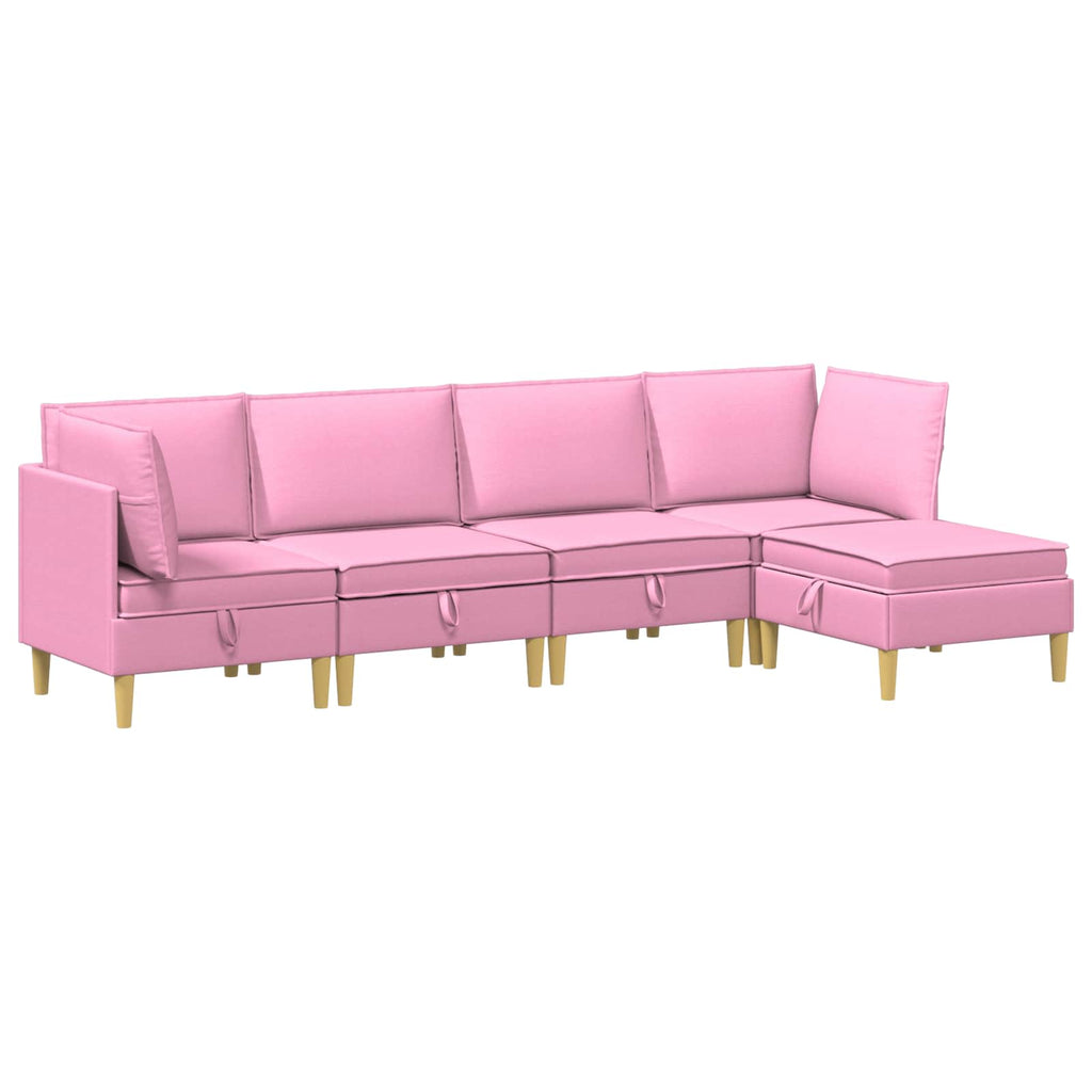 vidaXL Modularny Zestaw Sofy z Przechowalnią 5 pcs różowy tkanina