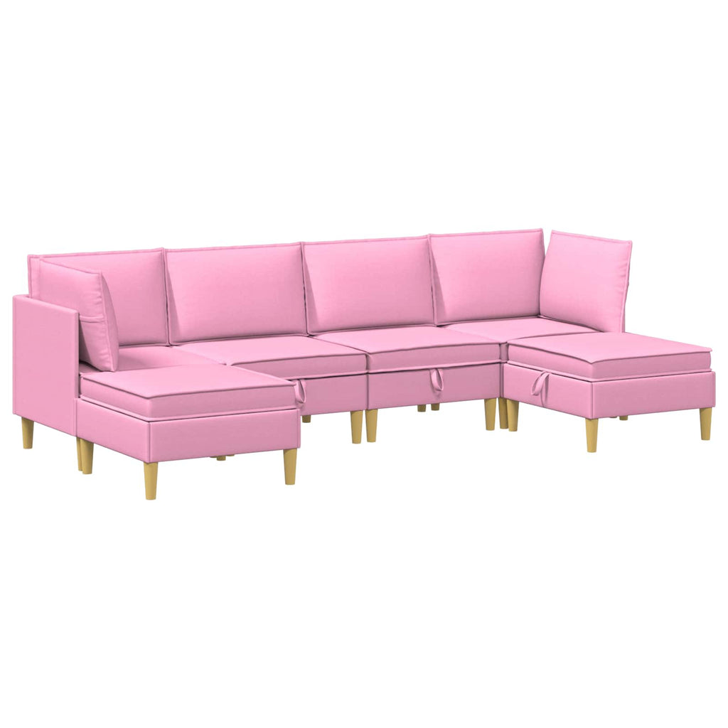 vidaXL Modularny Zestaw Sofy z Przechowalnią 6 pcs różowy tkanina