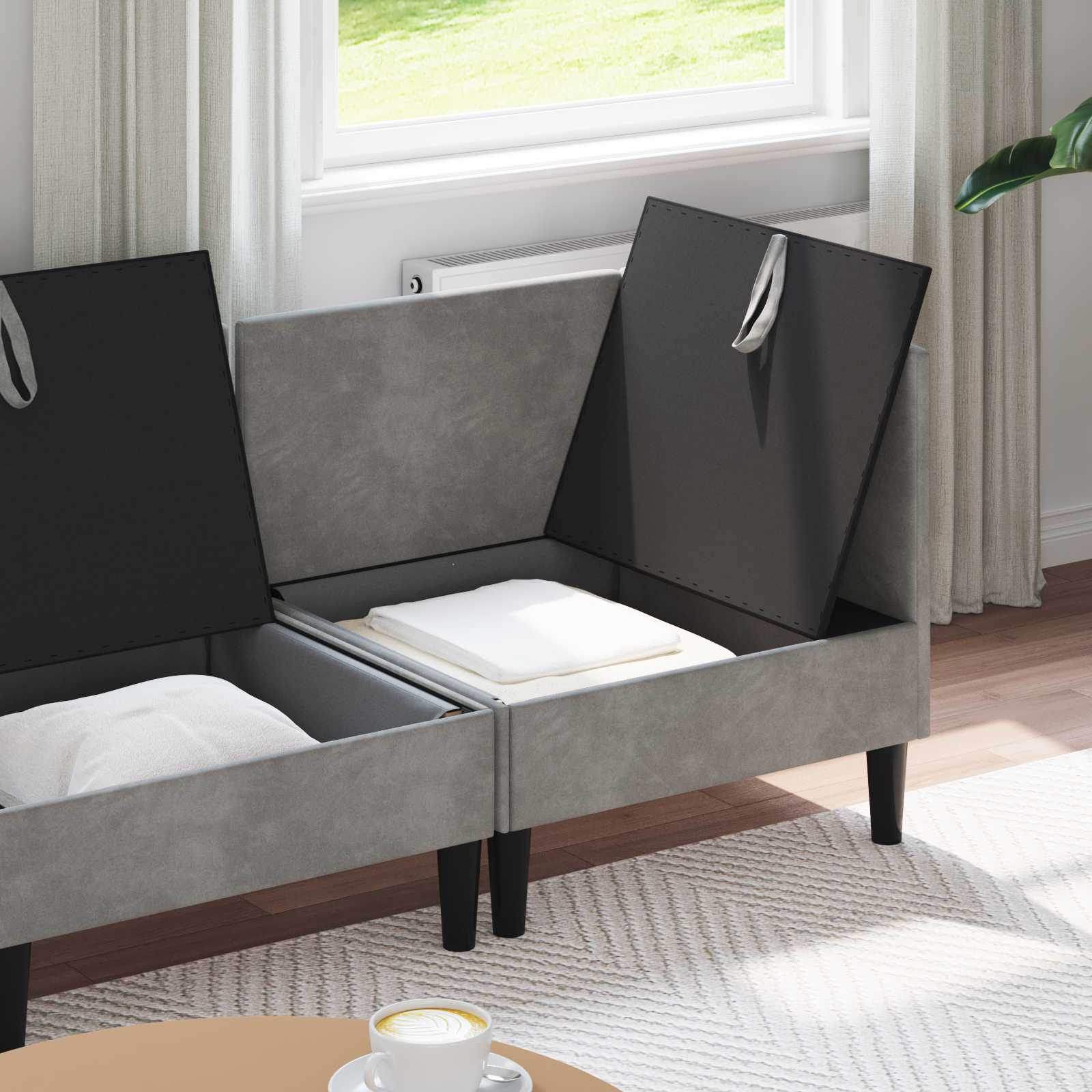vidaXL Zestaw mebli do salonu z poduszką 3 pcs jasnoszary Welur