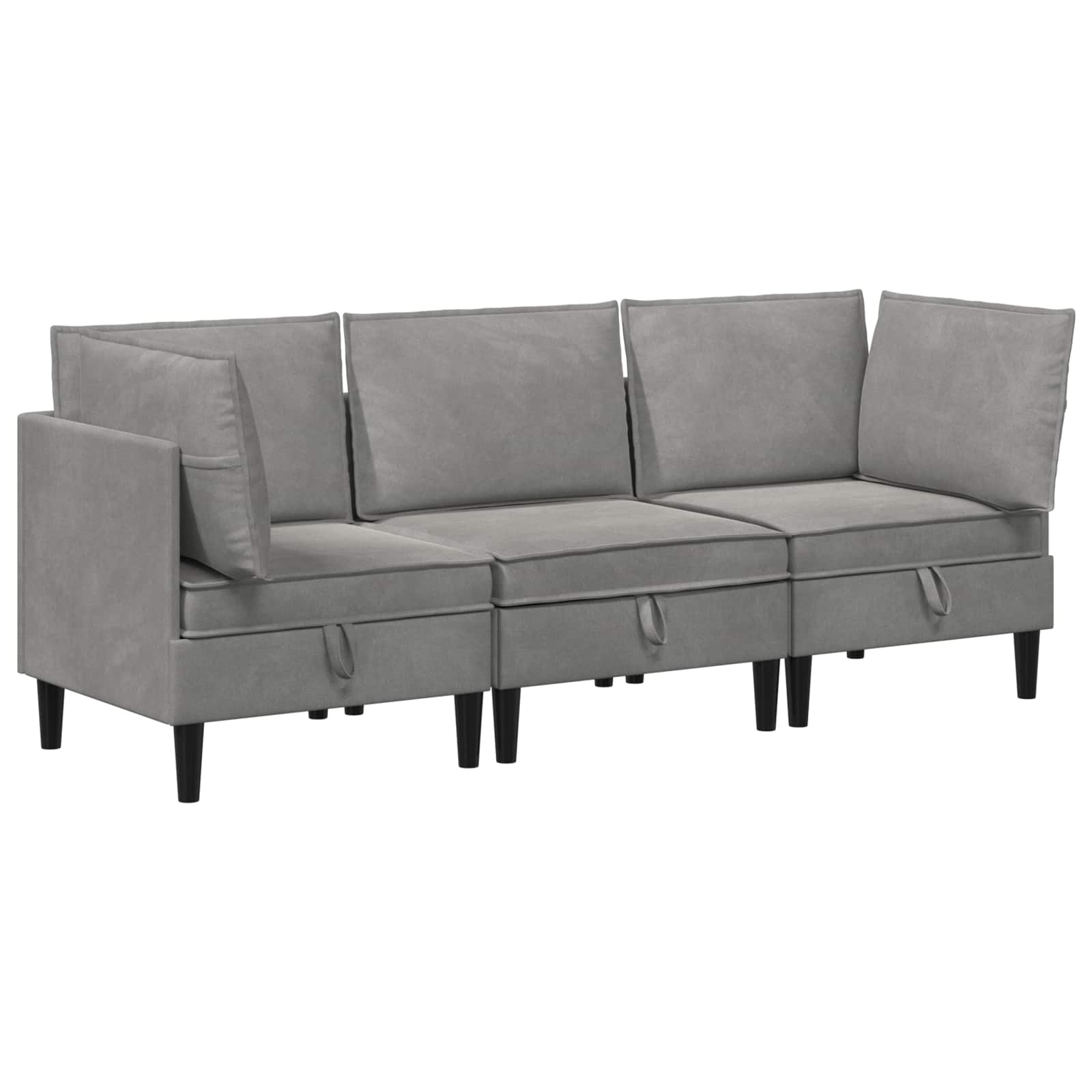 vidaXL Zestaw mebli do salonu z poduszką 3 pcs jasnoszary Welur
