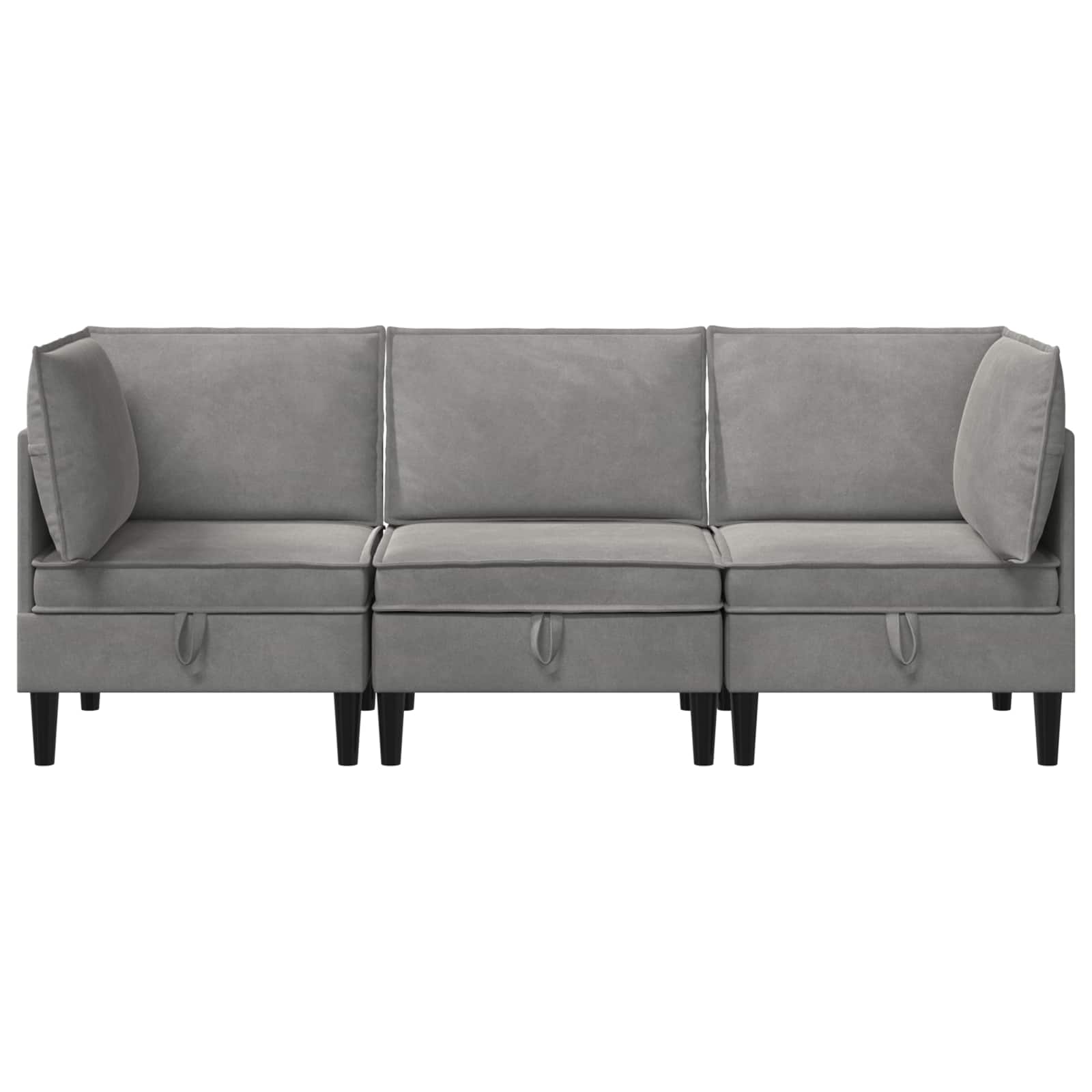 vidaXL Zestaw mebli do salonu z poduszką 3 pcs jasnoszary Welur