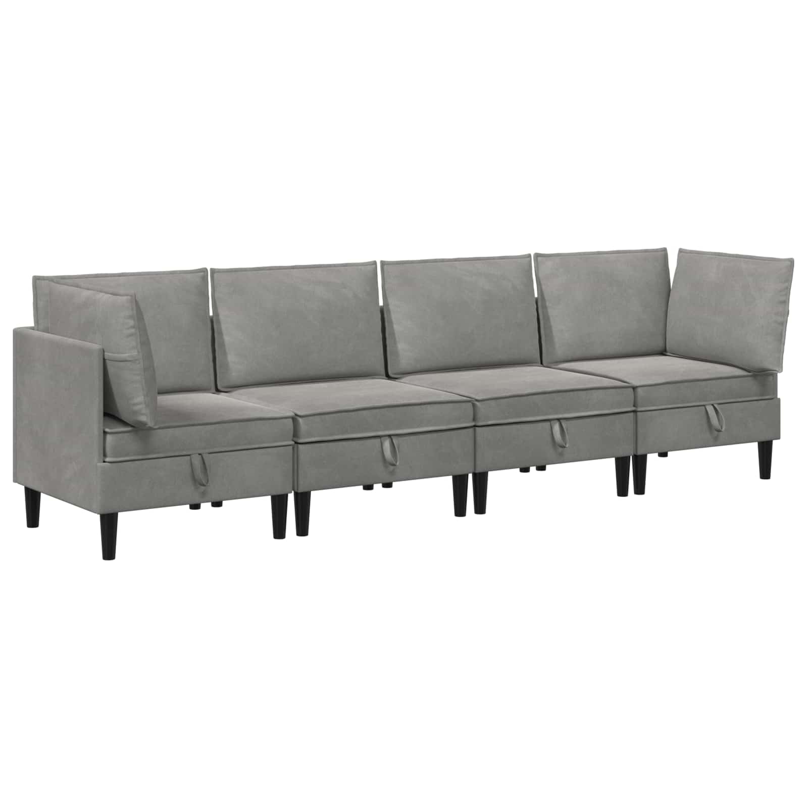 vidaXL Zestaw mebli do salonu z poduszką 4 pcs jasnoszary Welur