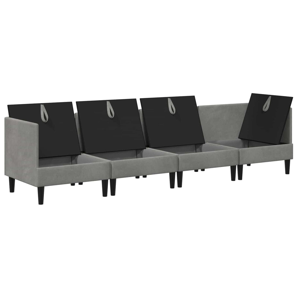 vidaXL Zestaw mebli do salonu z poduszką 4 pcs jasnoszary Welur
