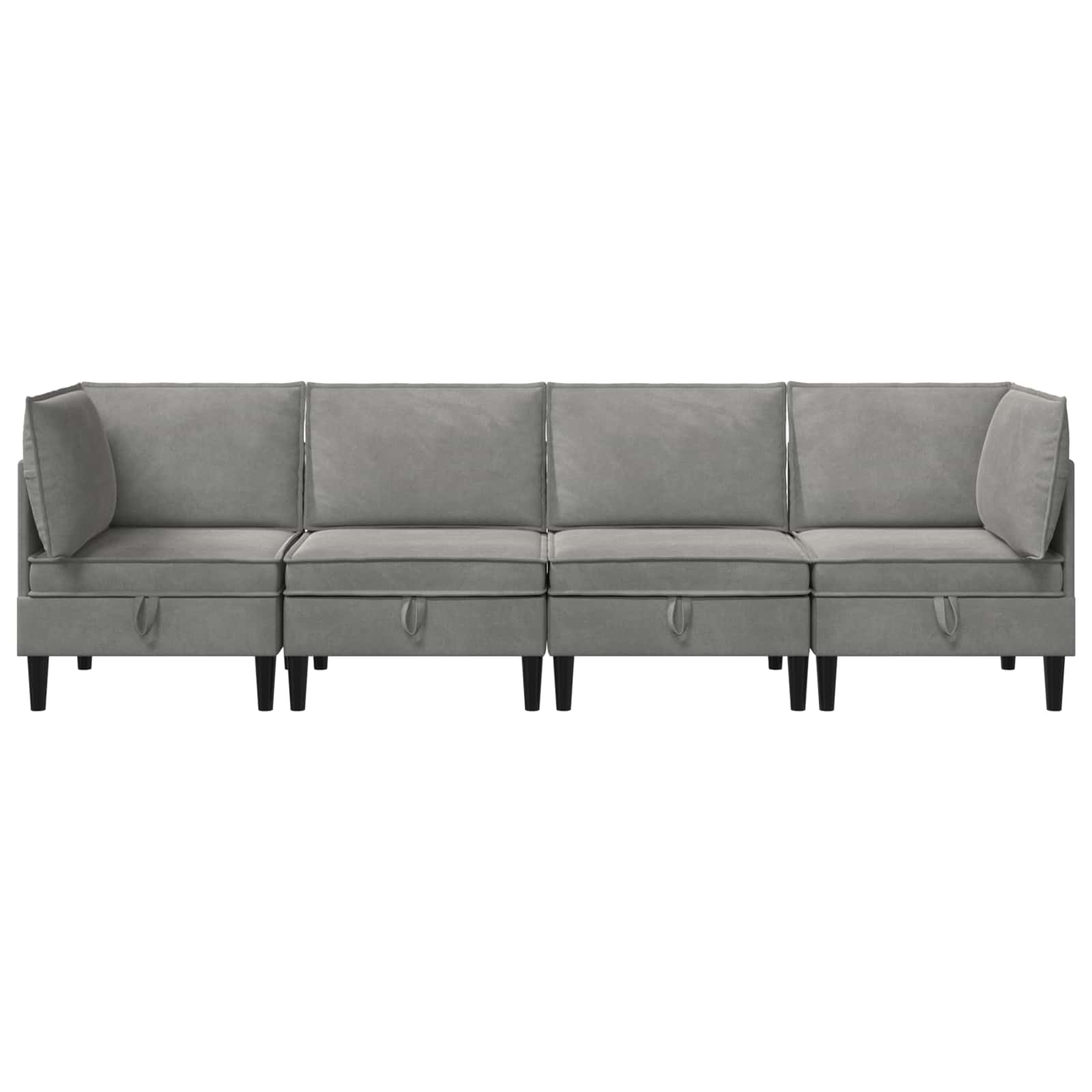 vidaXL Zestaw mebli do salonu z poduszką 4 pcs jasnoszary Welur