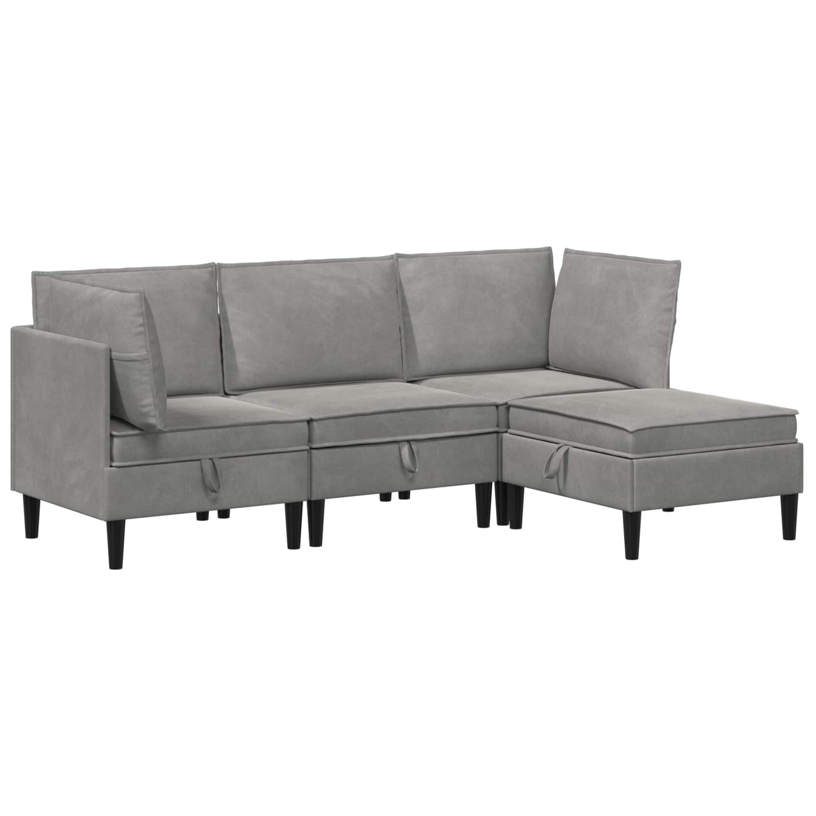 vidaXL Zestaw mebli do salonu z poduszką 4 pcs jasnoszary Welur
