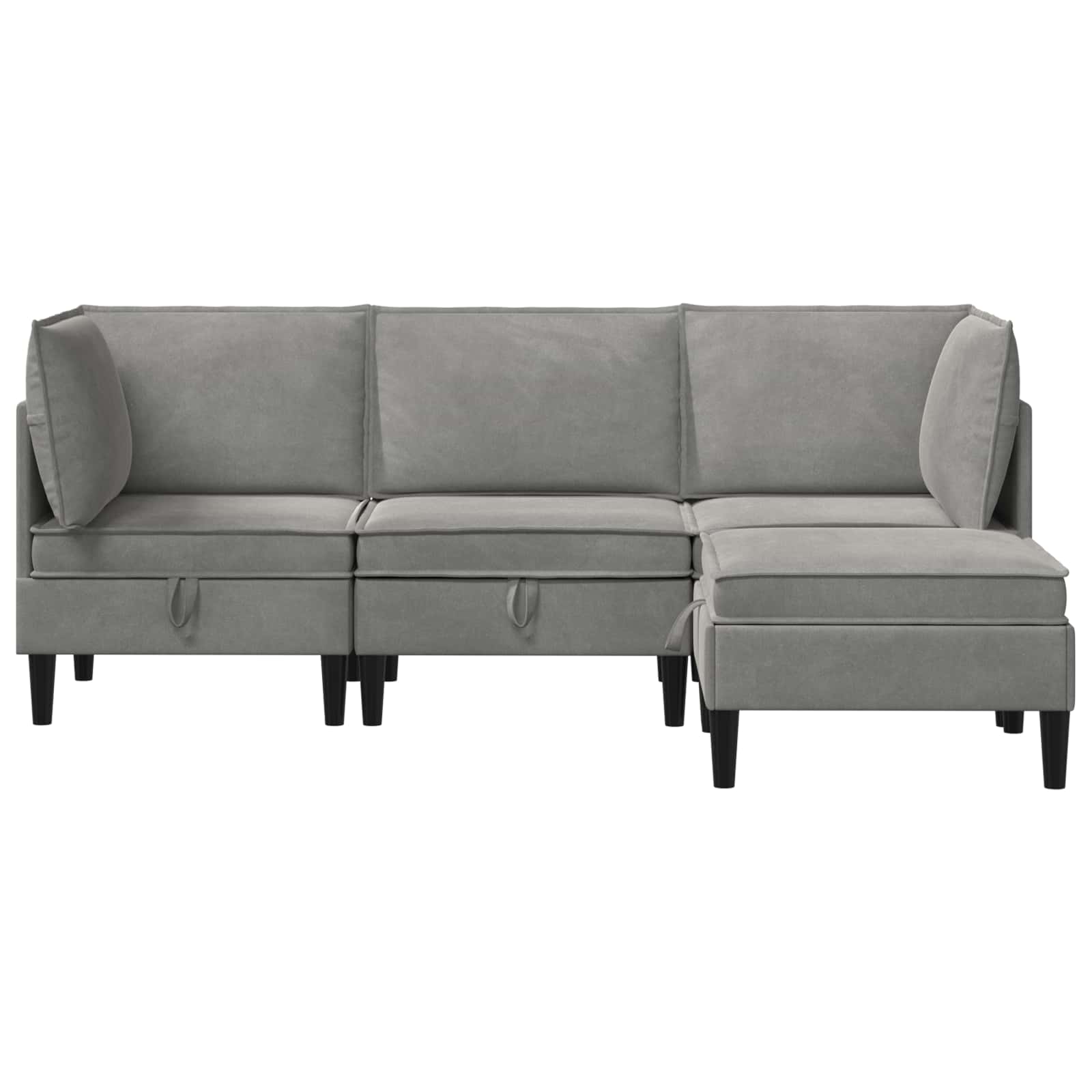 vidaXL Zestaw mebli do salonu z poduszką 4 pcs jasnoszary Welur