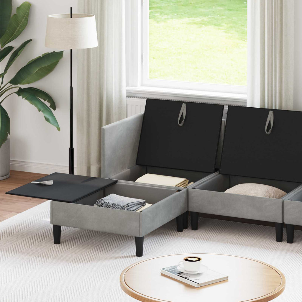 vidaXL Zestaw mebli do salonu z poduszką 5 pcs jasnoszary Welur