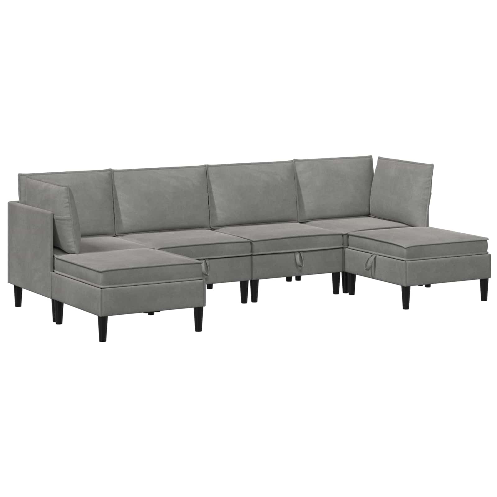 vidaXL Zestaw mebli do salonu z poduszką 6 pcs jasnoszary Welur