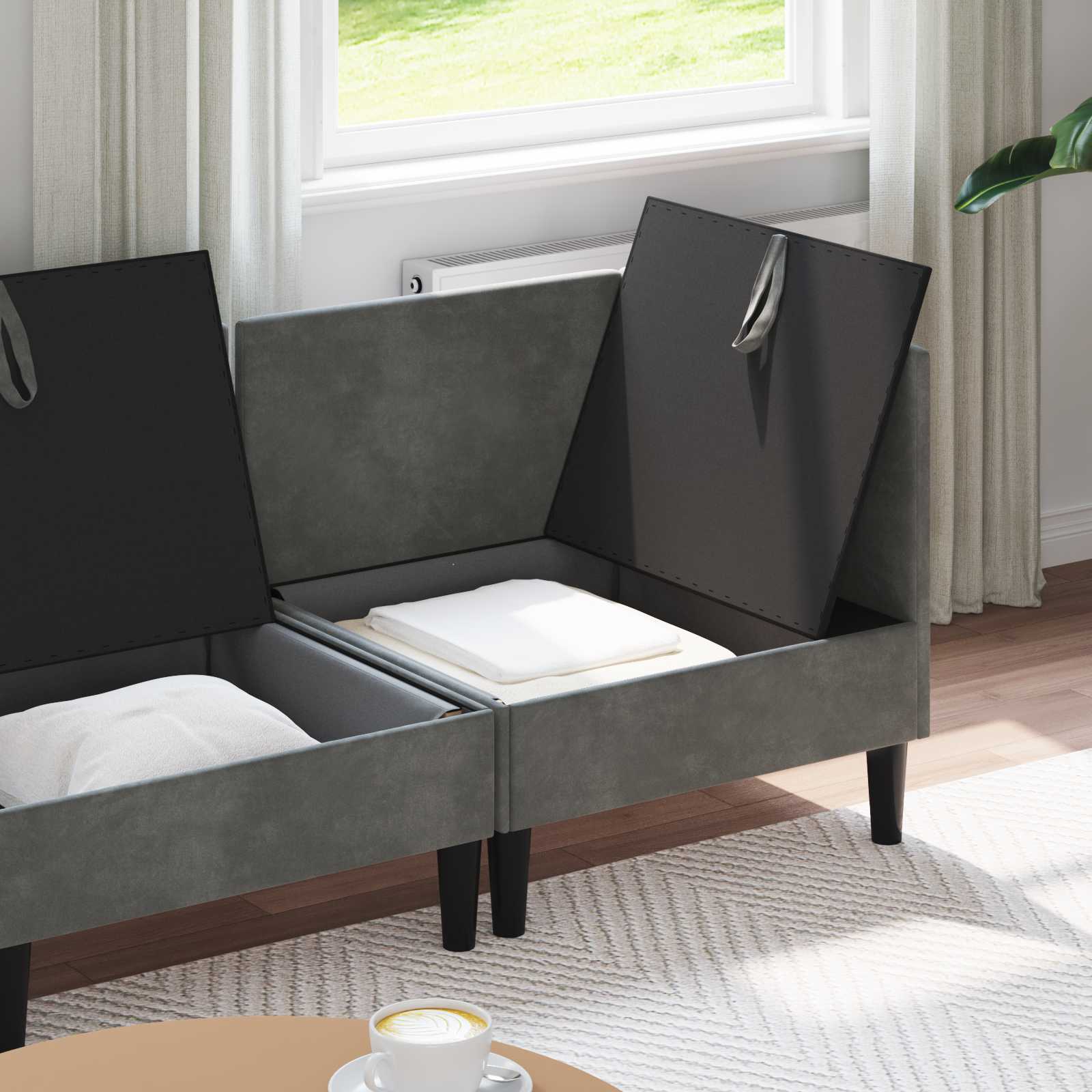 vidaXL Zestaw mebli do salonu z poduszką 3 pcs ciemnoszary Welur
