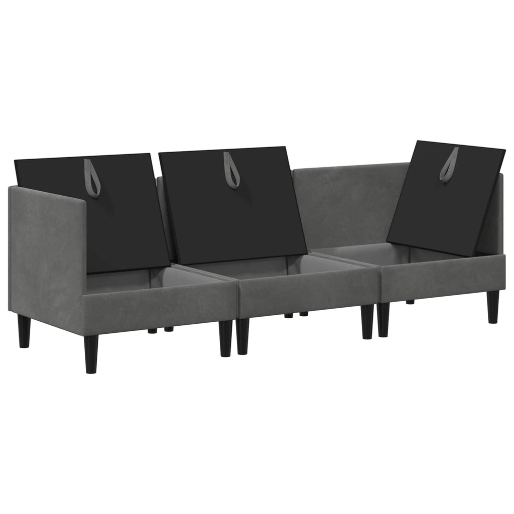 vidaXL Zestaw mebli do salonu z poduszką 3 pcs ciemnoszary Welur